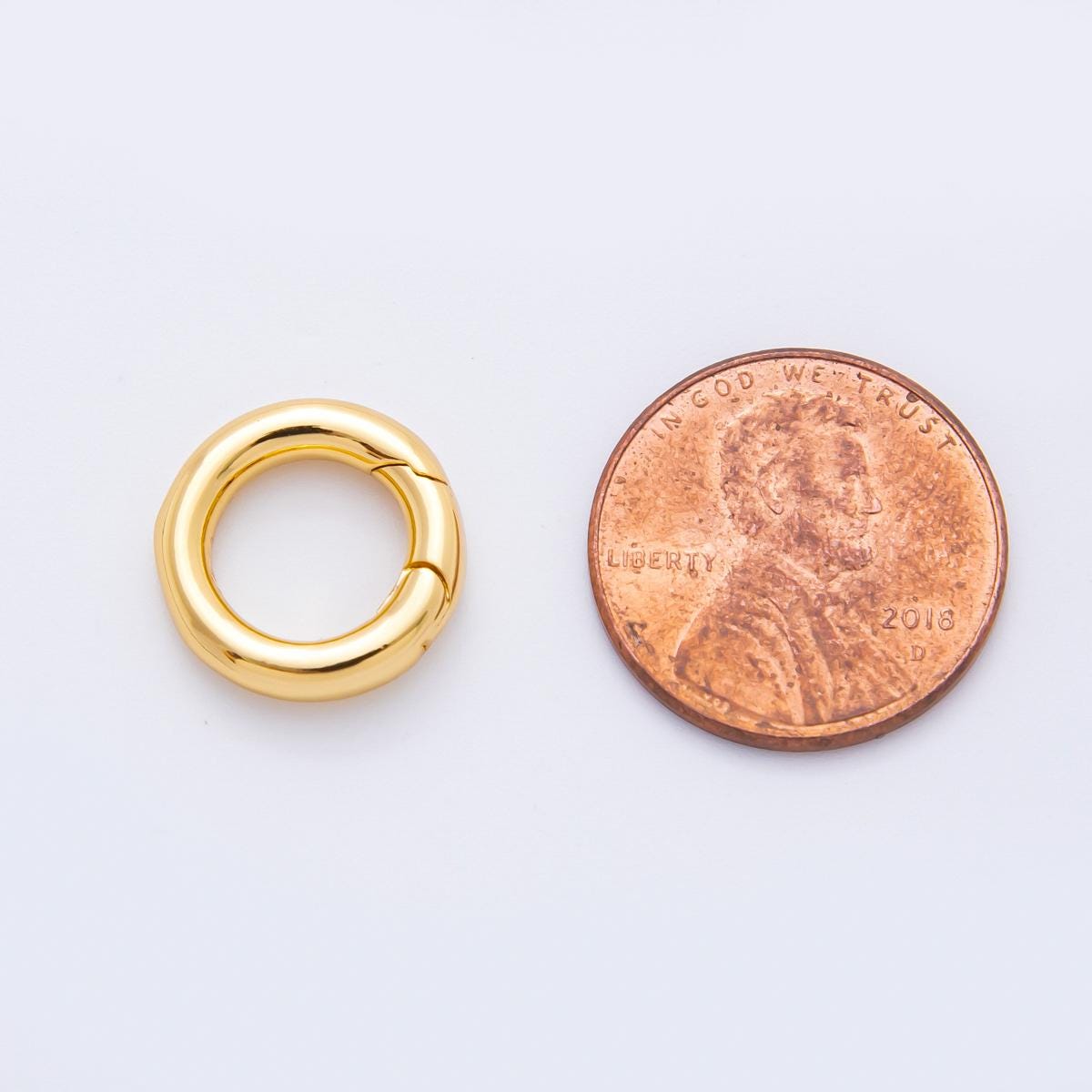 18K Gold Filled 14mm Minimalist Dainty Round Push Gate Clasp Charm Finding | Z1421