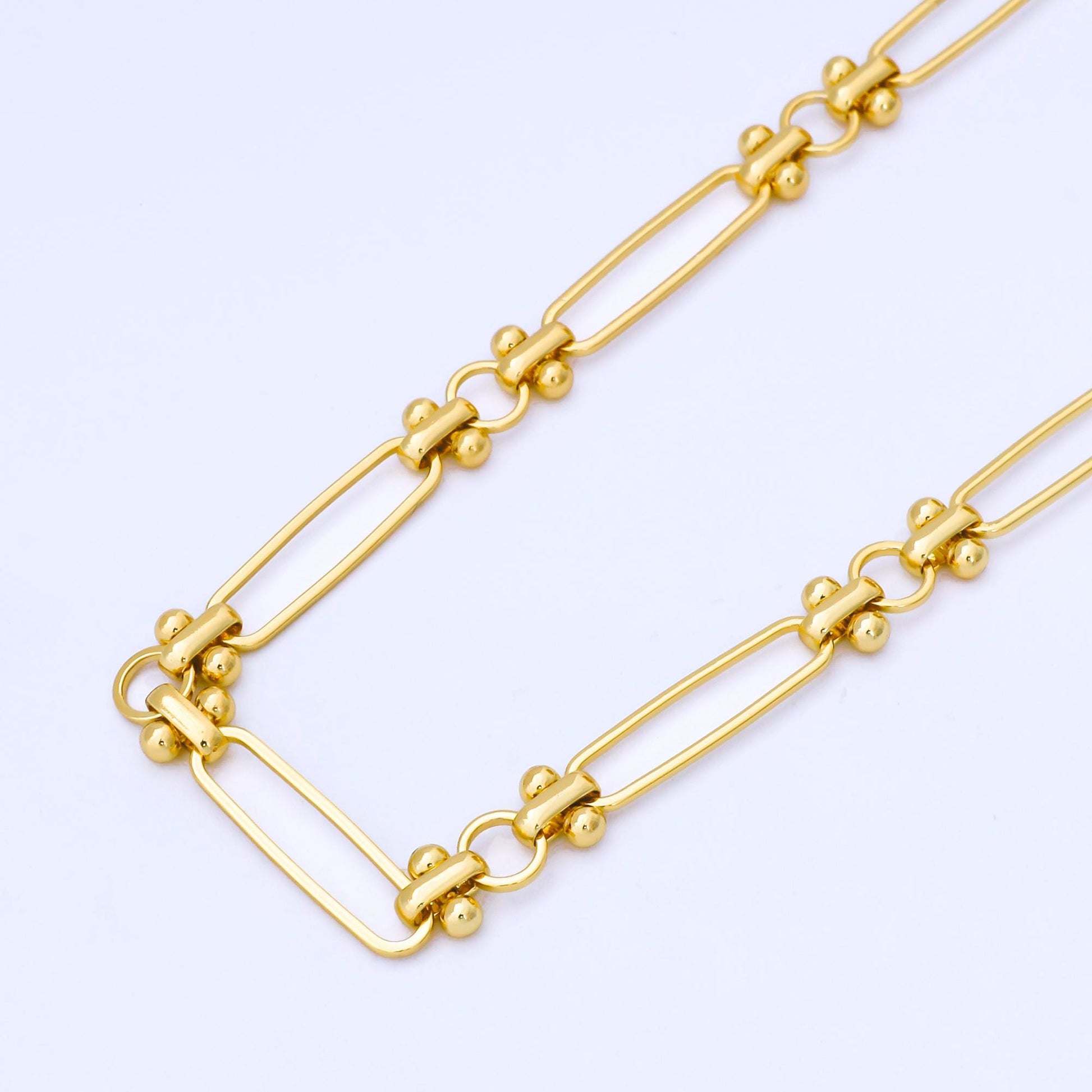 24K Gold Filled 6mm Bead Paperclip Unfinished Chain by Yard Jewelry making and supply Necklace Findings wholesale | Roll-1995