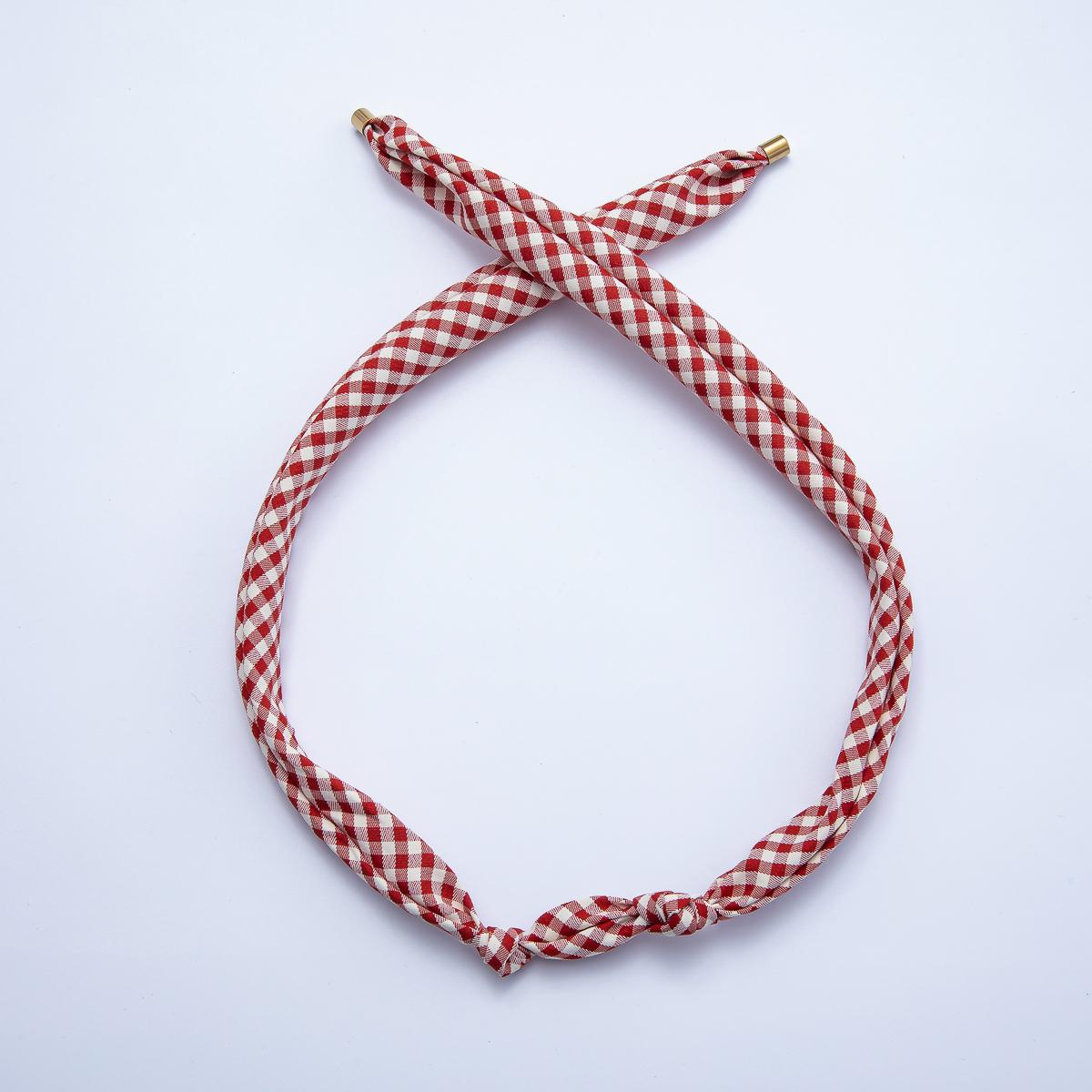 Gold Stainless Steel 24mm Red, Black, Yellow, Blue Gingham Handmade Vintage Bandana Scarf Necklace Make your own Scarf PVD Supply | WA-01253