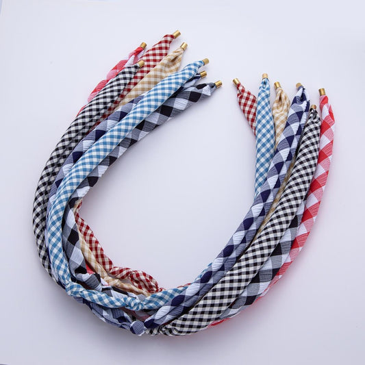 Gold Stainless Steel 24mm Red, Black, Yellow, Blue Gingham Handmade Vintage Bandana Scarf Necklace Make your own Scarf PVD Supply | WA-01253