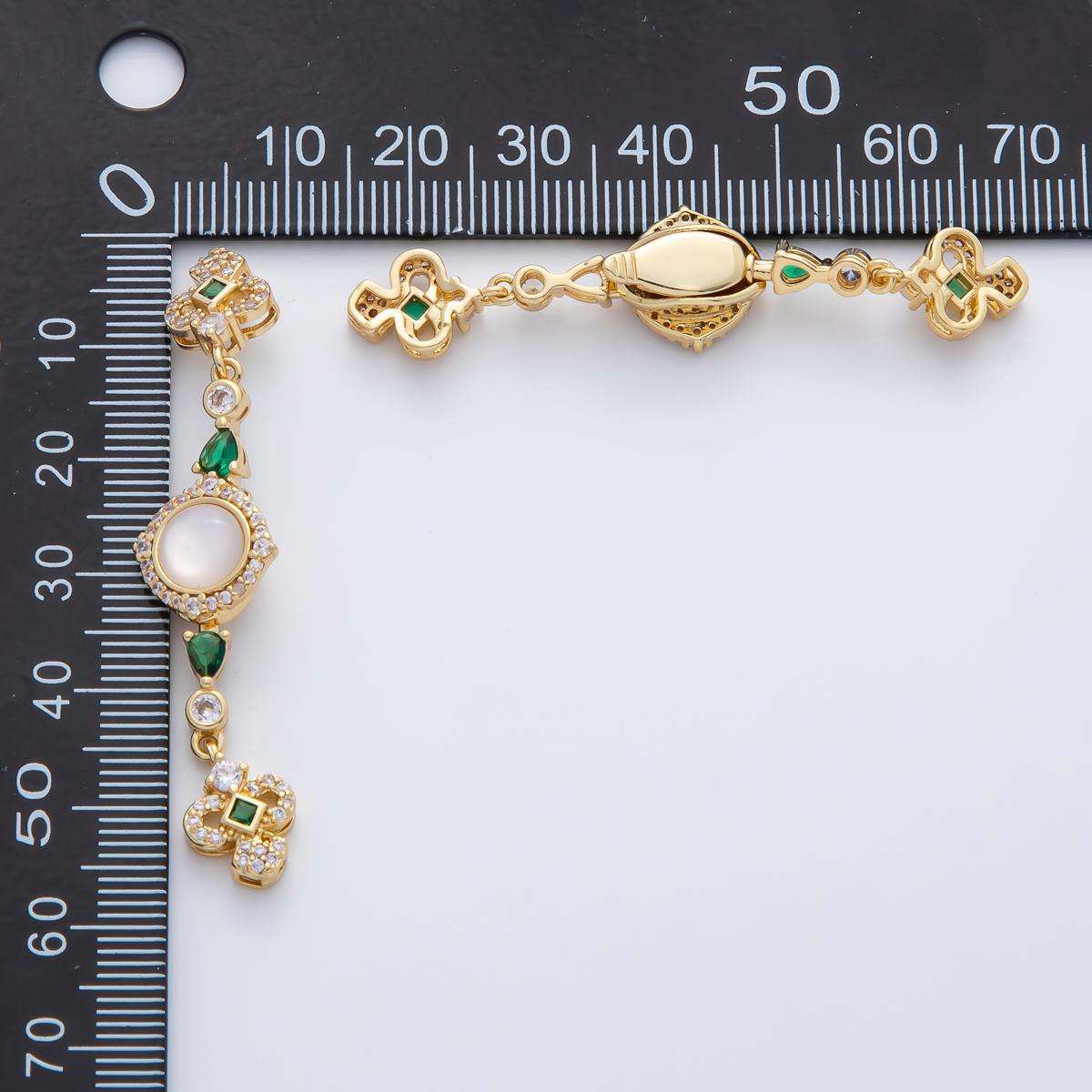 18K Gold Filled 56mm White, Green, Red CZ Quatrefoil Teardrop Dangle Drop Finding | Z1450 Z1451