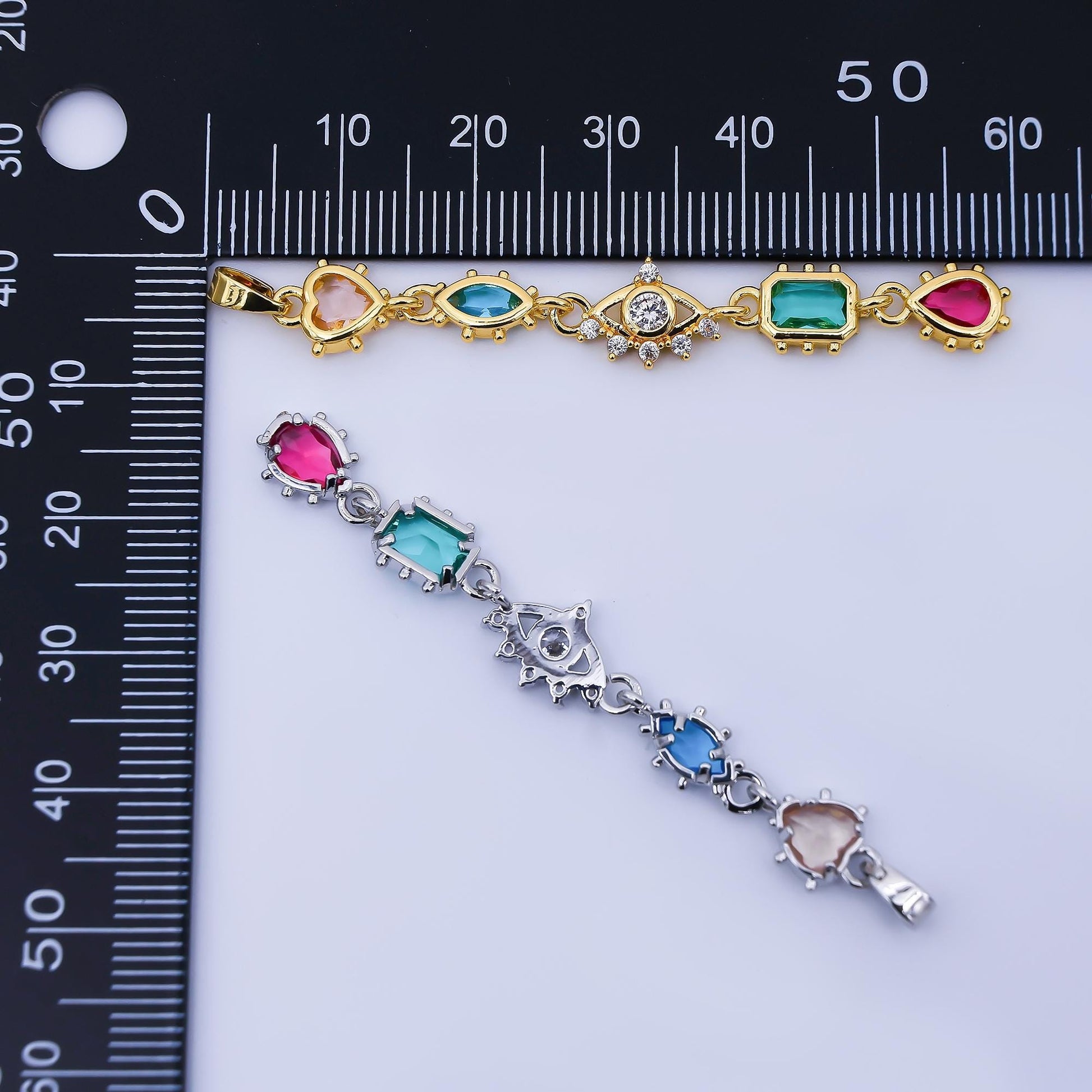 24K Gold Filled Multi Color Shape CZ Drop Charm Evil Eye Pendant Heart Marquise & Teardrop Design in Gold or Silver DIY Jewelry | AA1673