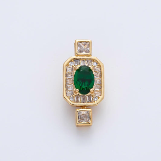 18K Gold Filled 20mm Green Oval CZ Cluster Box Clasps Closure Finding | Z1466