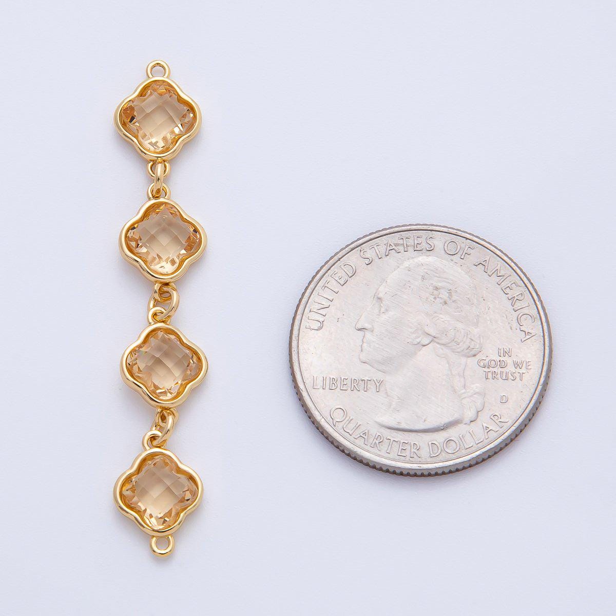 18K Gold Filled 49.4mm Blue Brown Champagne Purple Clover CZ Linked Charm Connector Modern Jewelry Design DIY Supply Finding | Y163