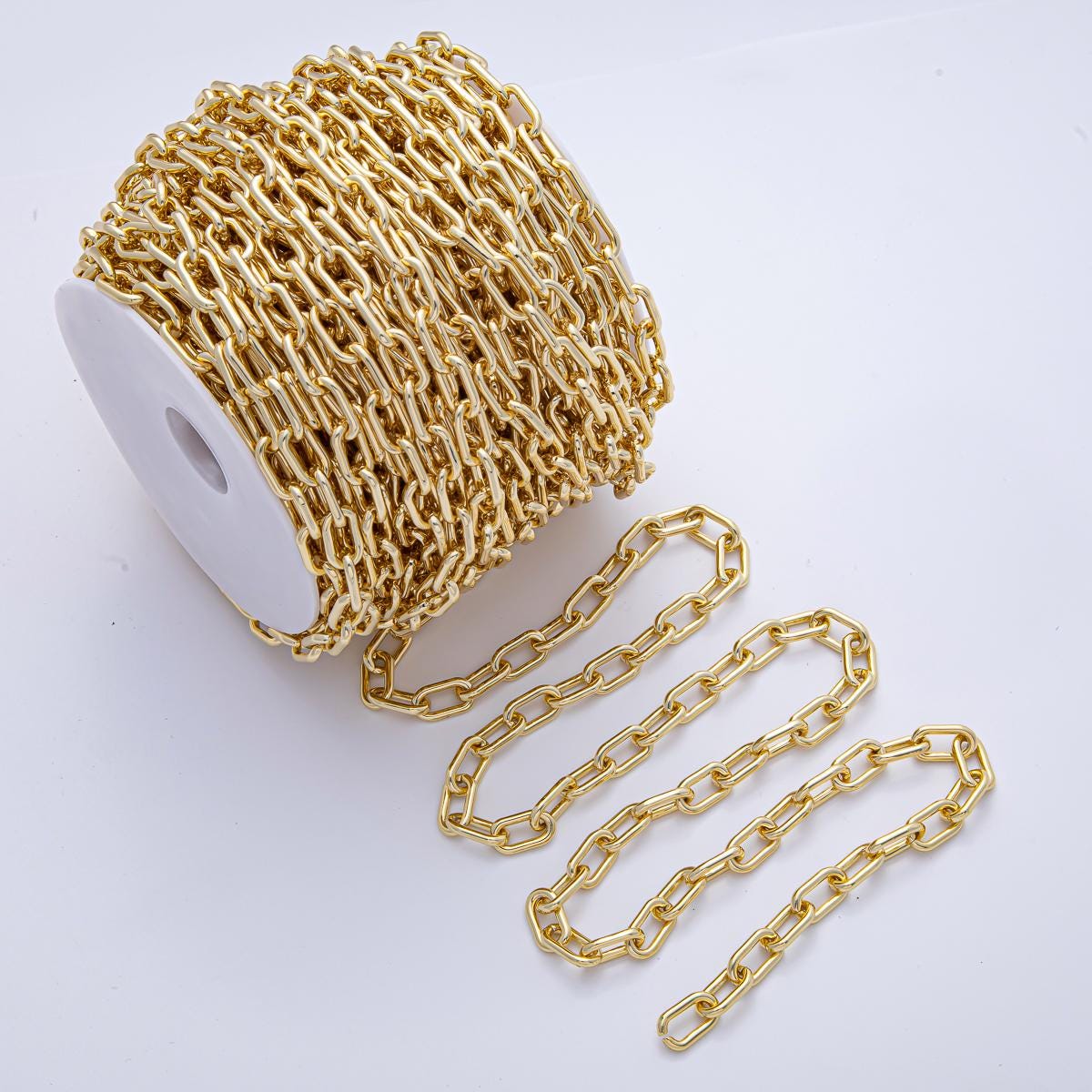 16K Gold Filled 14.9mm Paperclip Unfinished Chain by Yard DIY Jewelry Making Supply Finding for Necklace Bracelet Bag Chain | Roll-1785
