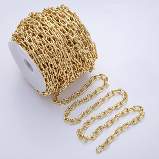 16K Gold Filled 14.9mm Paperclip Unfinished Chain by Yard DIY Jewelry Making Supply Finding for Necklace Bracelet Bag Chain | Roll-1785