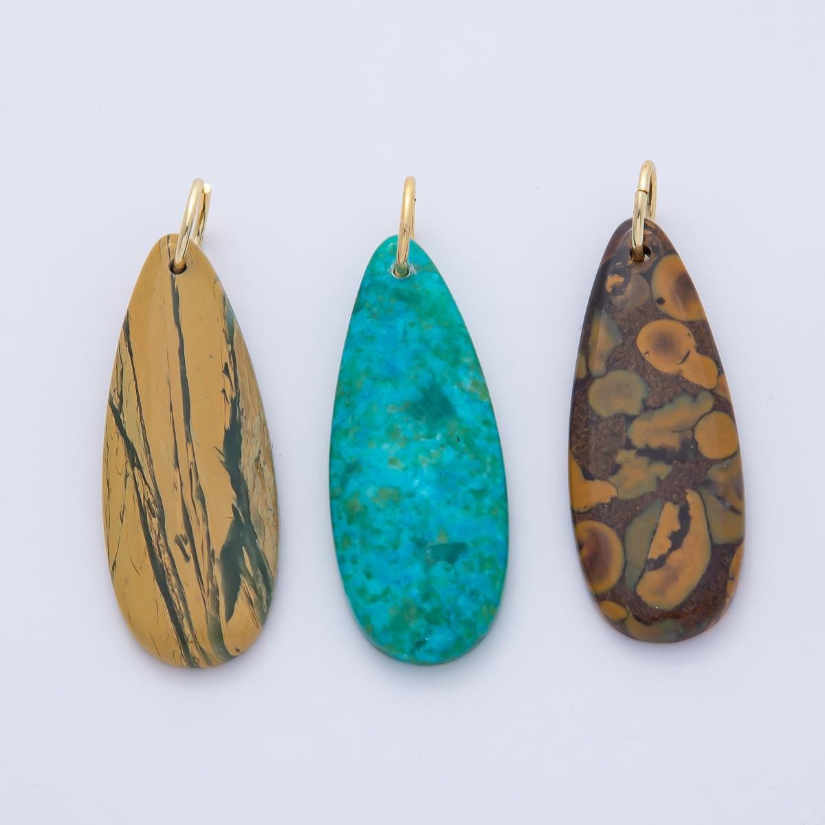 Natural Stone Teardrop Pendants Dyed Polished Turquoise Gemstone Charms, Boho Jewelry Making Supplies, Earth Tone Gem Drops AF1493