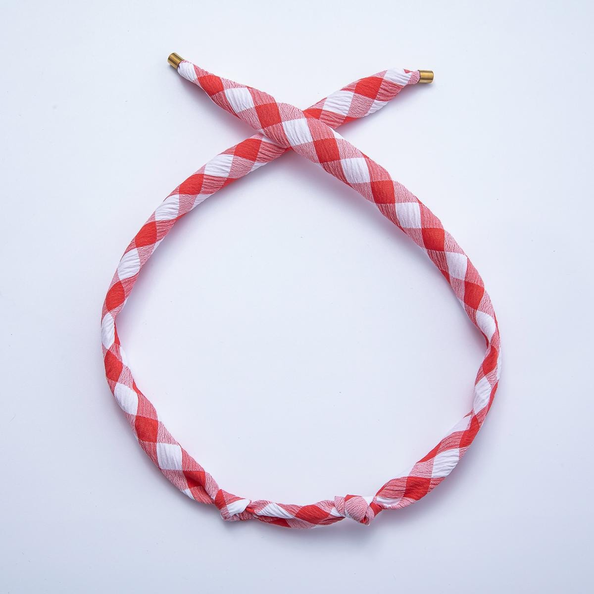 Gold Stainless Steel 24mm Red, Black, Yellow, Blue Gingham Handmade Vintage Bandana Scarf Necklace Make your own Scarf PVD Supply | WA-01253