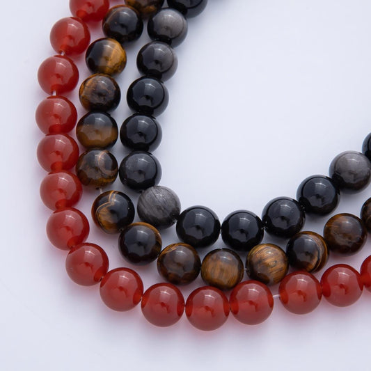 12.5mm Black Onyx, Tiger Eye, Red Carnelian Gemstone Bead Strand Findings Beads for Jewelry Making Necklace Bracelets Healing Gem | WA-1264