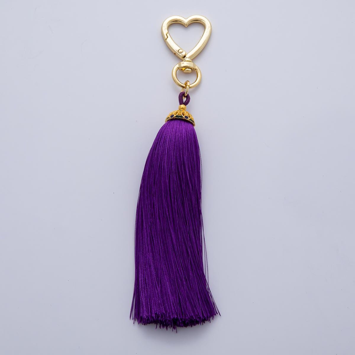 18K Gold Filled 170mm Blue, Black, Red Silky Thread Tassel Charm Keychain Accessories Bag Charm Accessory gifts for women bag clip| WB-00213