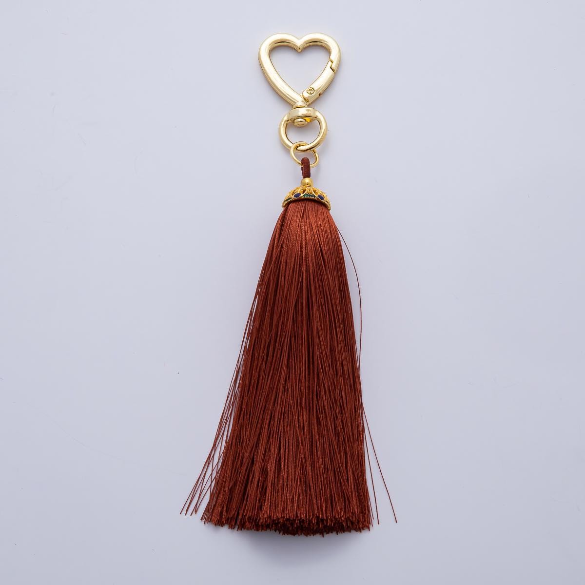 18K Gold Filled 170mm Blue, Black, Red Silky Thread Tassel Charm Keychain Accessories Bag Charm Accessory gifts for women bag clip| WB-00213