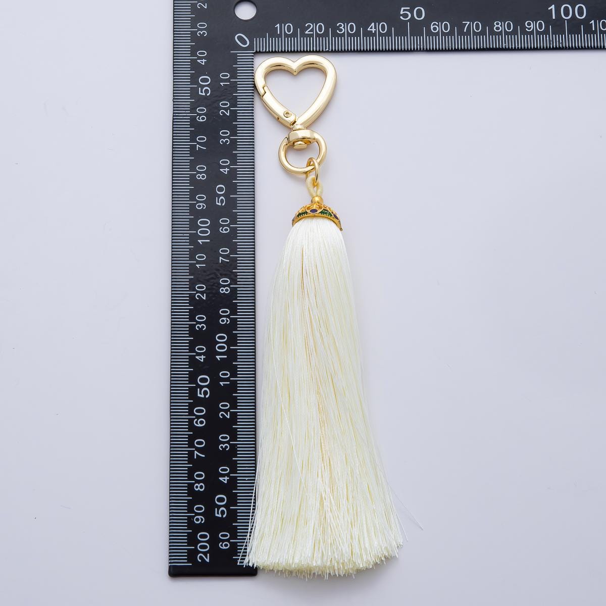 18K Gold Filled 170mm Blue, Black, Red Silky Thread Tassel Charm Keychain Accessories Bag Charm Accessory gifts for women bag clip| WB-00213