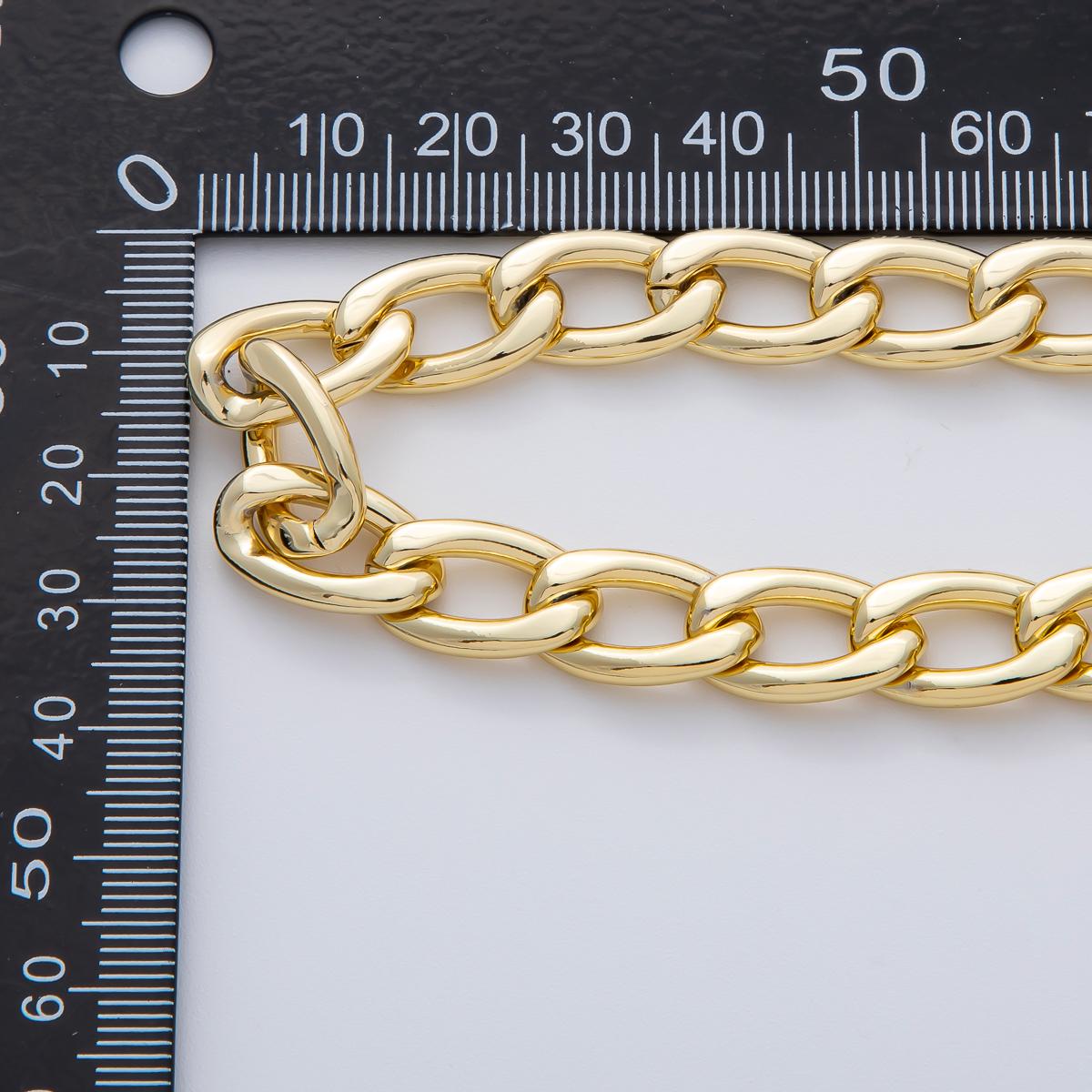 18K Gold Filled 10mm x 17mm Minimalist Curb Unfinished Chain by Yard DIY Jewelry Making Supplies for Necklace Bracelet Bag Chain | Roll-1768