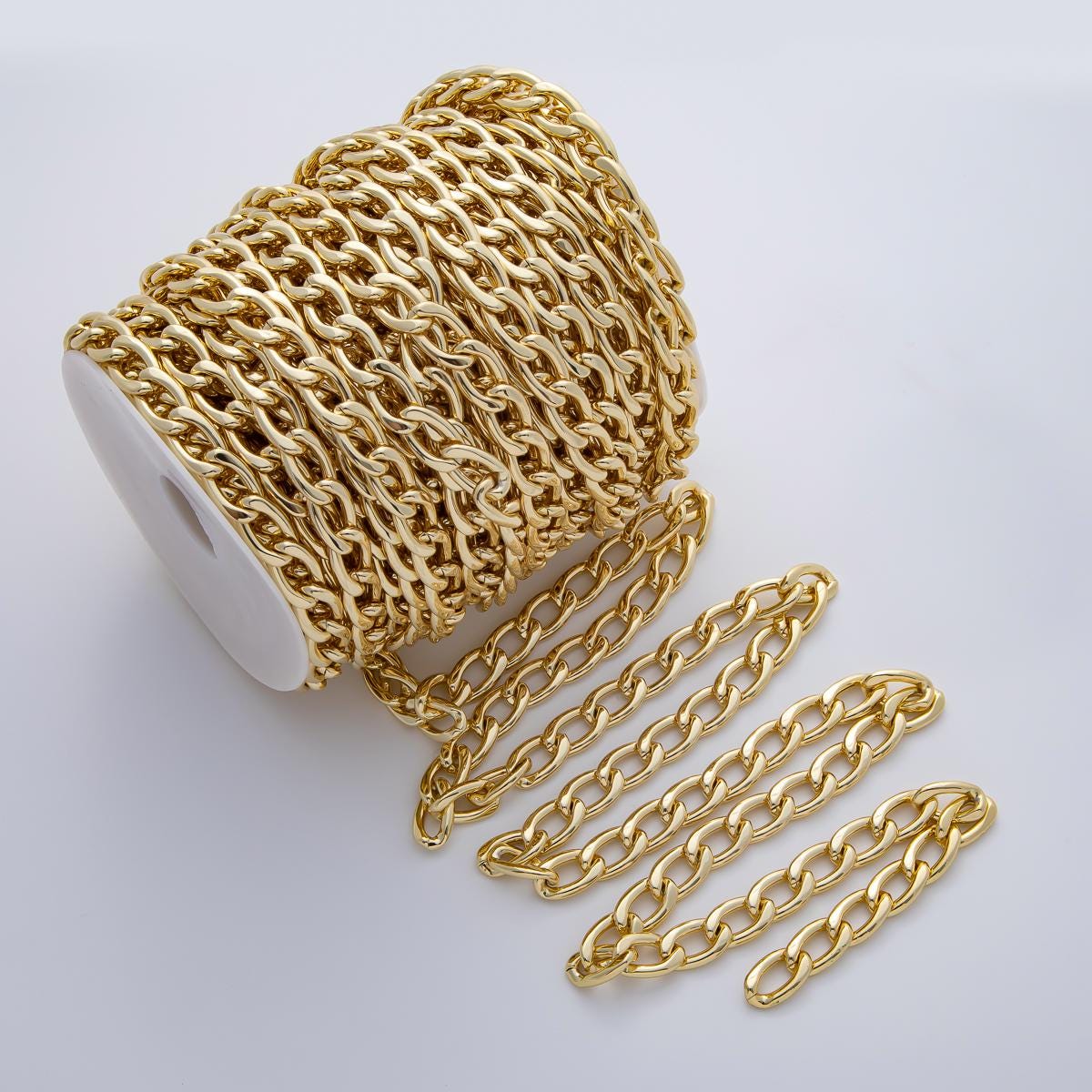 18K Gold Filled 10mm x 17mm Minimalist Curb Unfinished Chain by Yard DIY Jewelry Making Supplies for Necklace Bracelet Bag Chain | Roll-1768