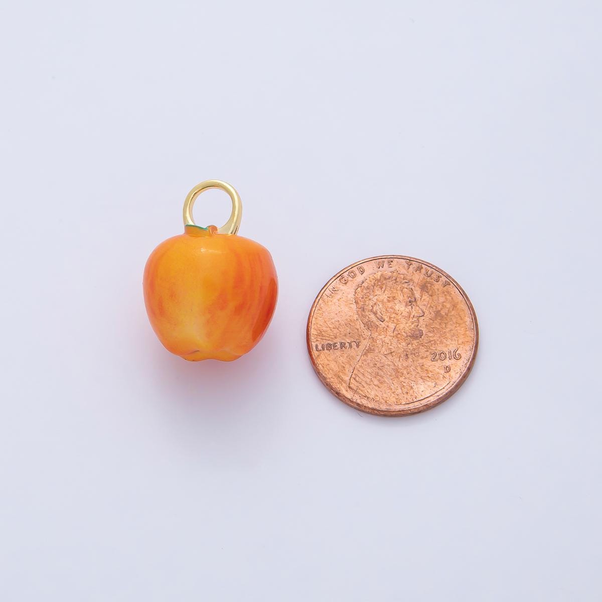 18K Gold Filled 16mm Green, Orange, Red Ceramic Apple Fruit Charm Sweet Bracelet Fruit Jewelry 3D Apple Charm Teacher Appreciation | AF1439