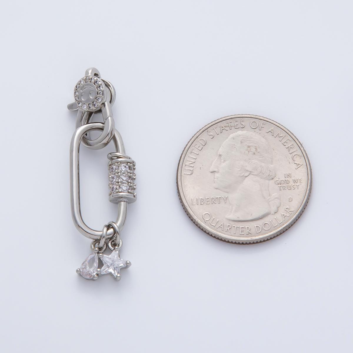 18K Gold Filled 33mm Star, Pear Cut CZ Lobster Clasp Finding Cubic Zirconia 18K Gold Filled Jewelry Connector for Chain Bag Necklace | Z1449