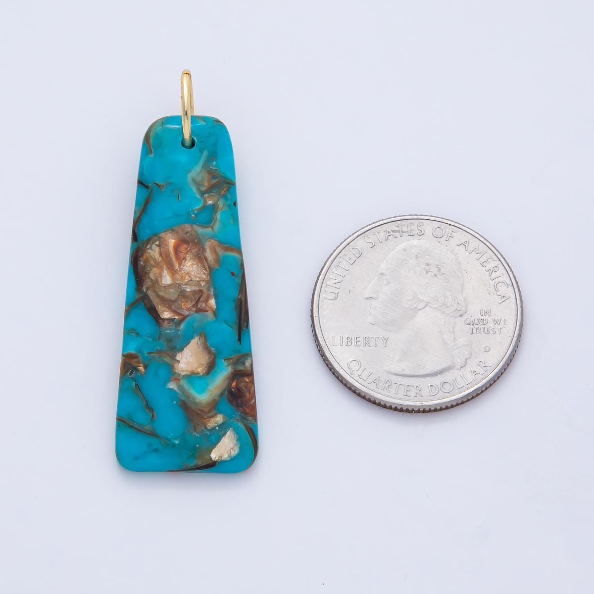 18k Natural Stone Trapezoid Dyed Turquoise Gemstone Charm DIY Boho Jewelry Making Supplies | AF1495