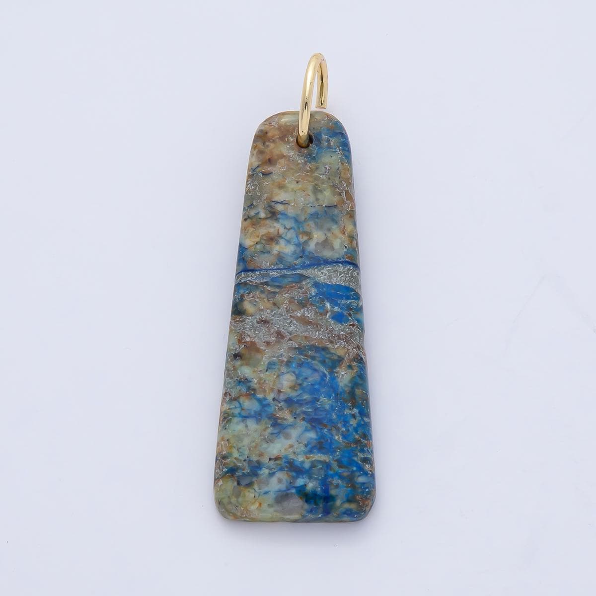 18k Natural Stone Trapezoid Dyed Turquoise Gemstone Charm DIY Boho Jewelry Making Supplies | AF1495