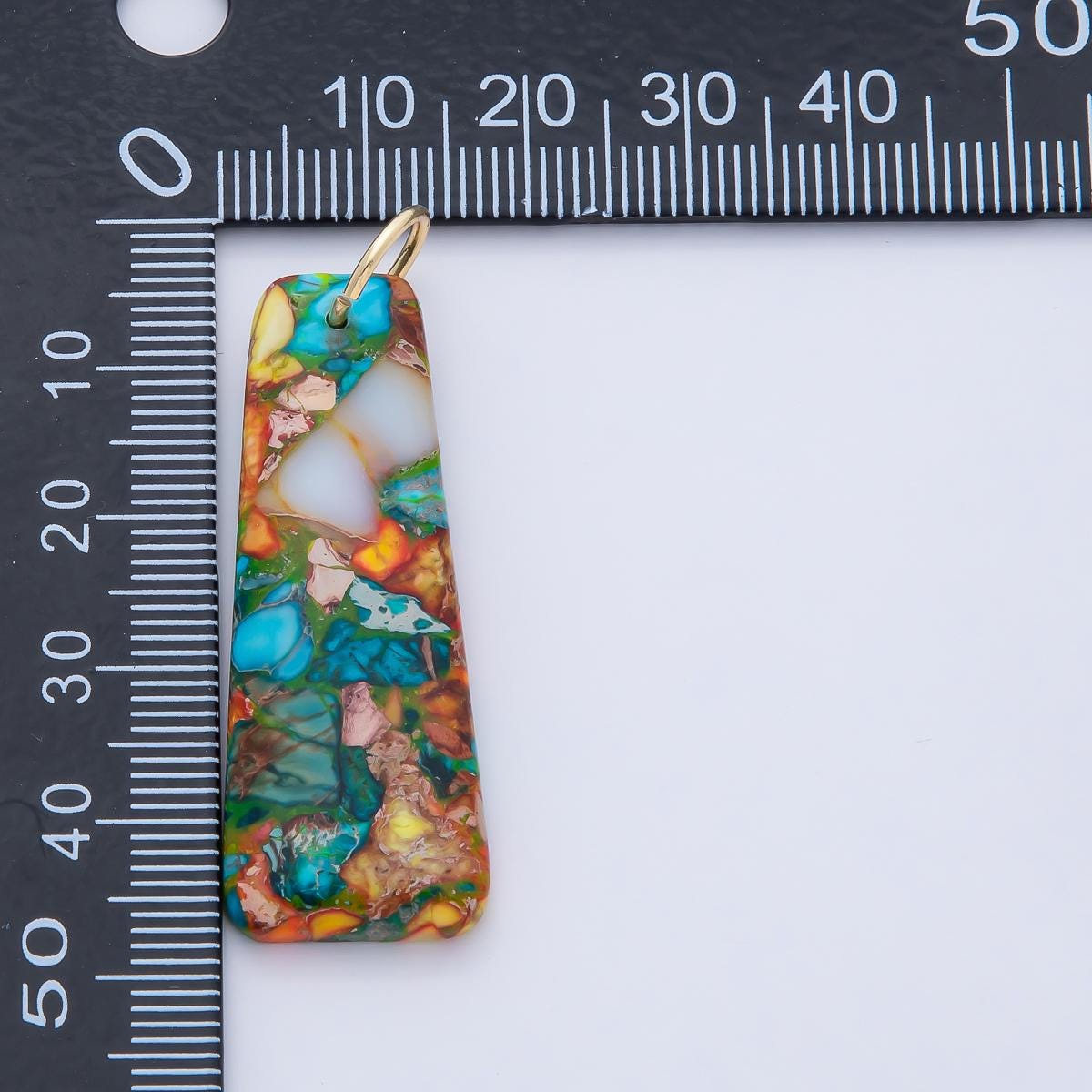 18k Natural Stone Trapezoid Dyed Turquoise Gemstone Charm DIY Boho Jewelry Making Supplies | AF1495