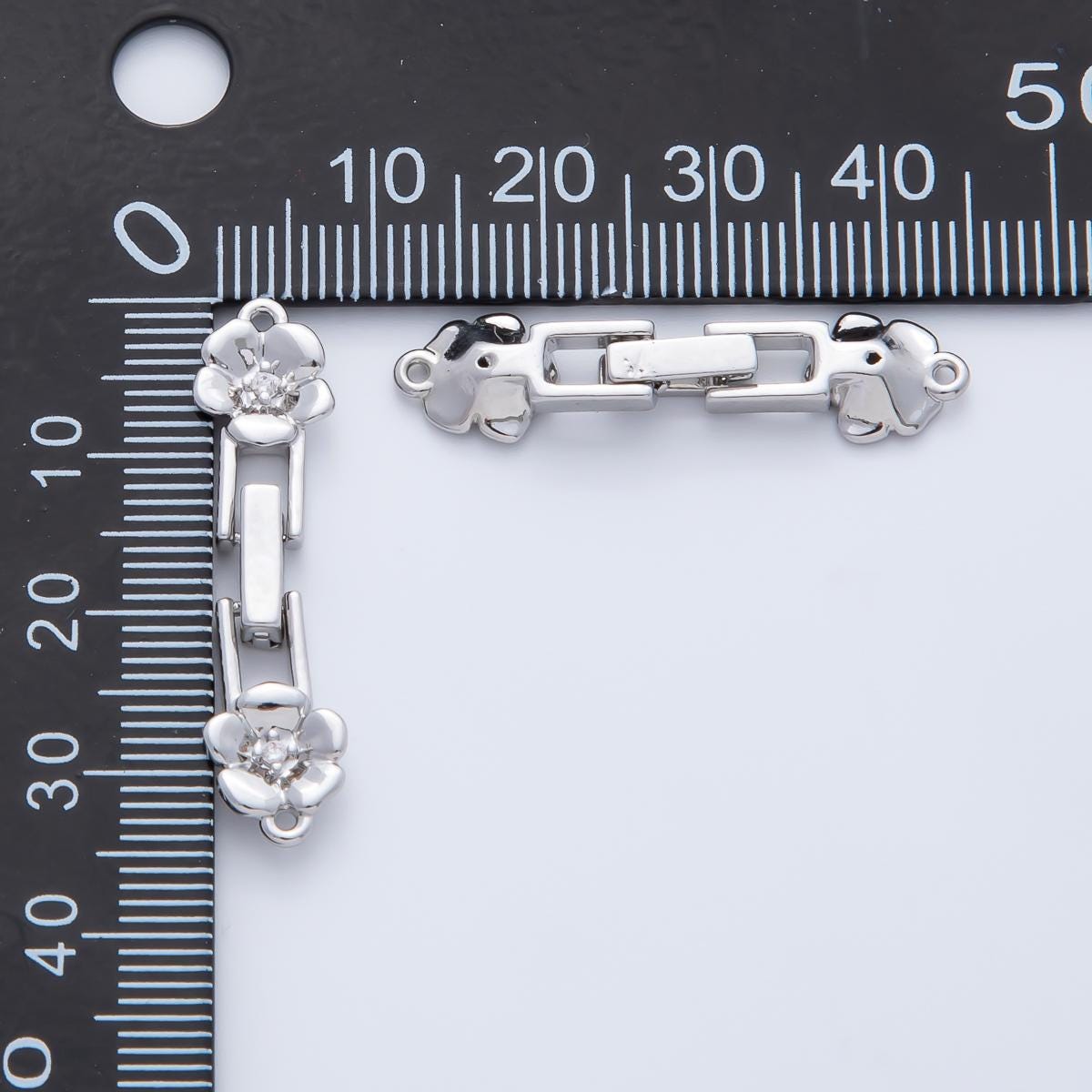 18K Gold Filled 34mm CZ Twin Flower Fold-Over Clasps Closure in Gold & Silver Lock Fastener Double Loop Connector DIY Jewelry Making | Z1455