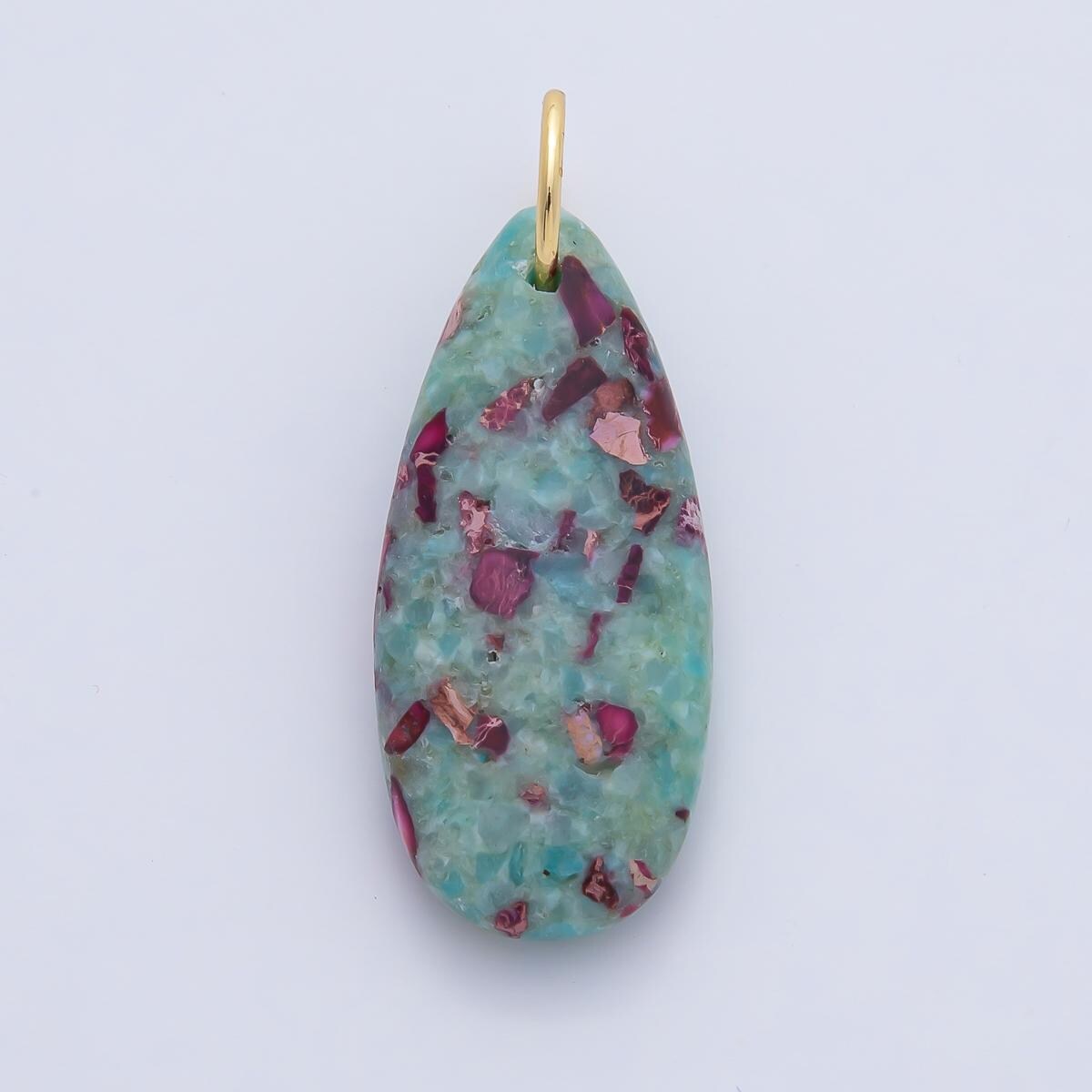 18k Natural Stone Teardrop Dyed Turquoise Gemstone Charms DIY Boho Jewelry Making Supplies | AF1497