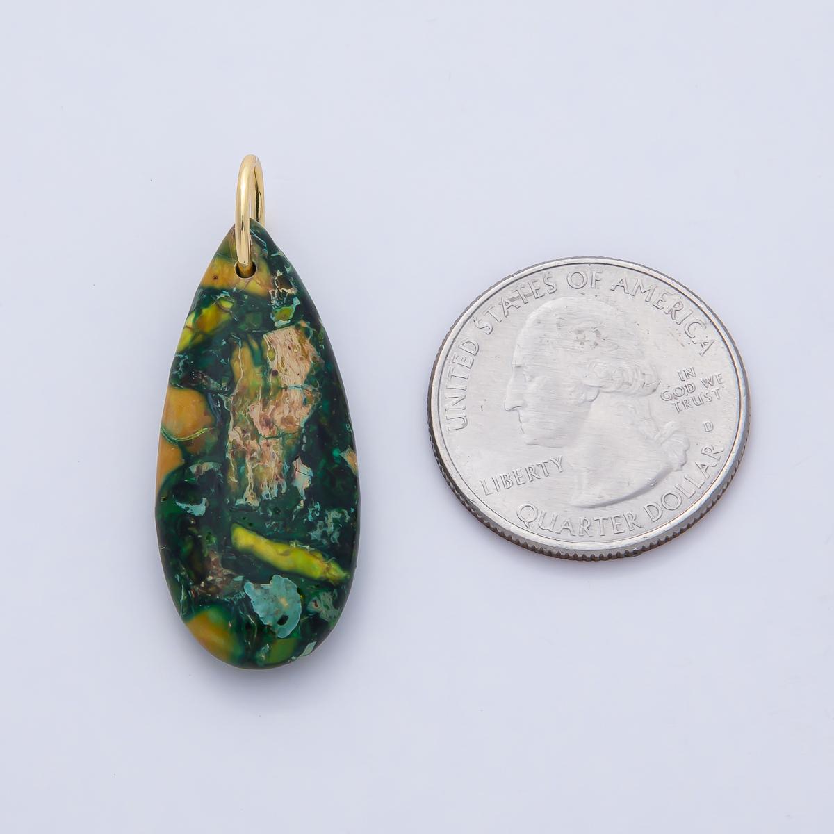 18k Natural Stone Teardrop Dyed Turquoise Gemstone Charms DIY Boho Jewelry Making Supplies | AF1497
