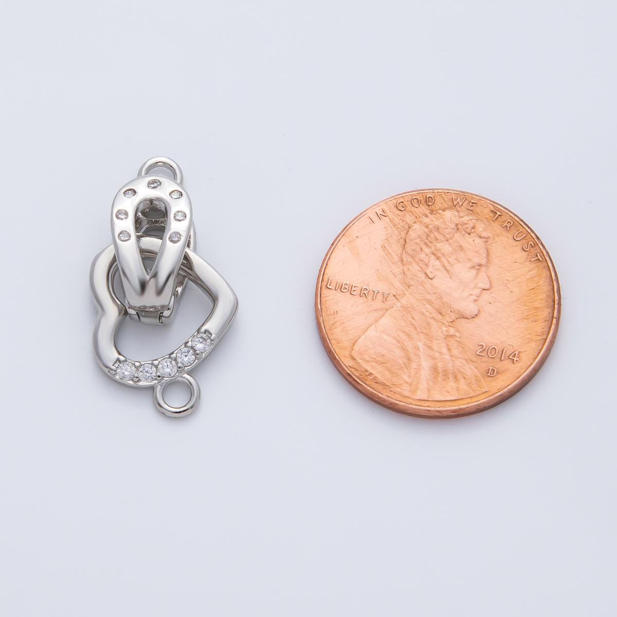 18K Gold Filled 18mm Micro Paved CZ Dainty Heart Open Loop Charm Finding connector for necklace making and bracelet keychain charm | Z1457