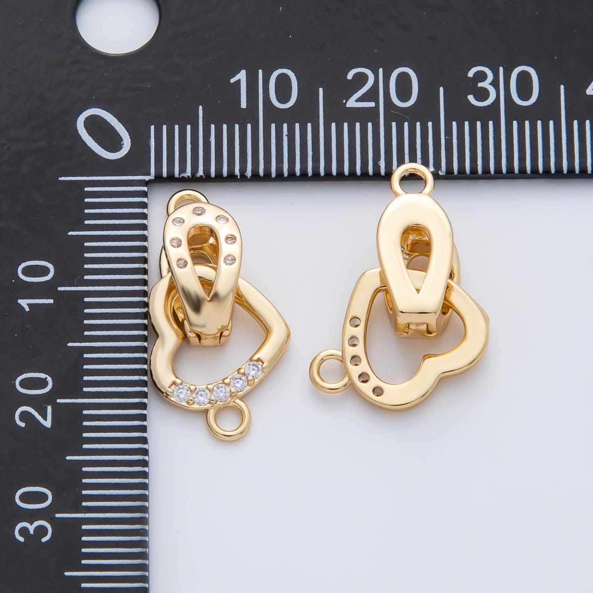 18K Gold Filled 18mm Micro Paved CZ Dainty Heart Open Loop Charm Finding connector for necklace making and bracelet keychain charm | Z1457