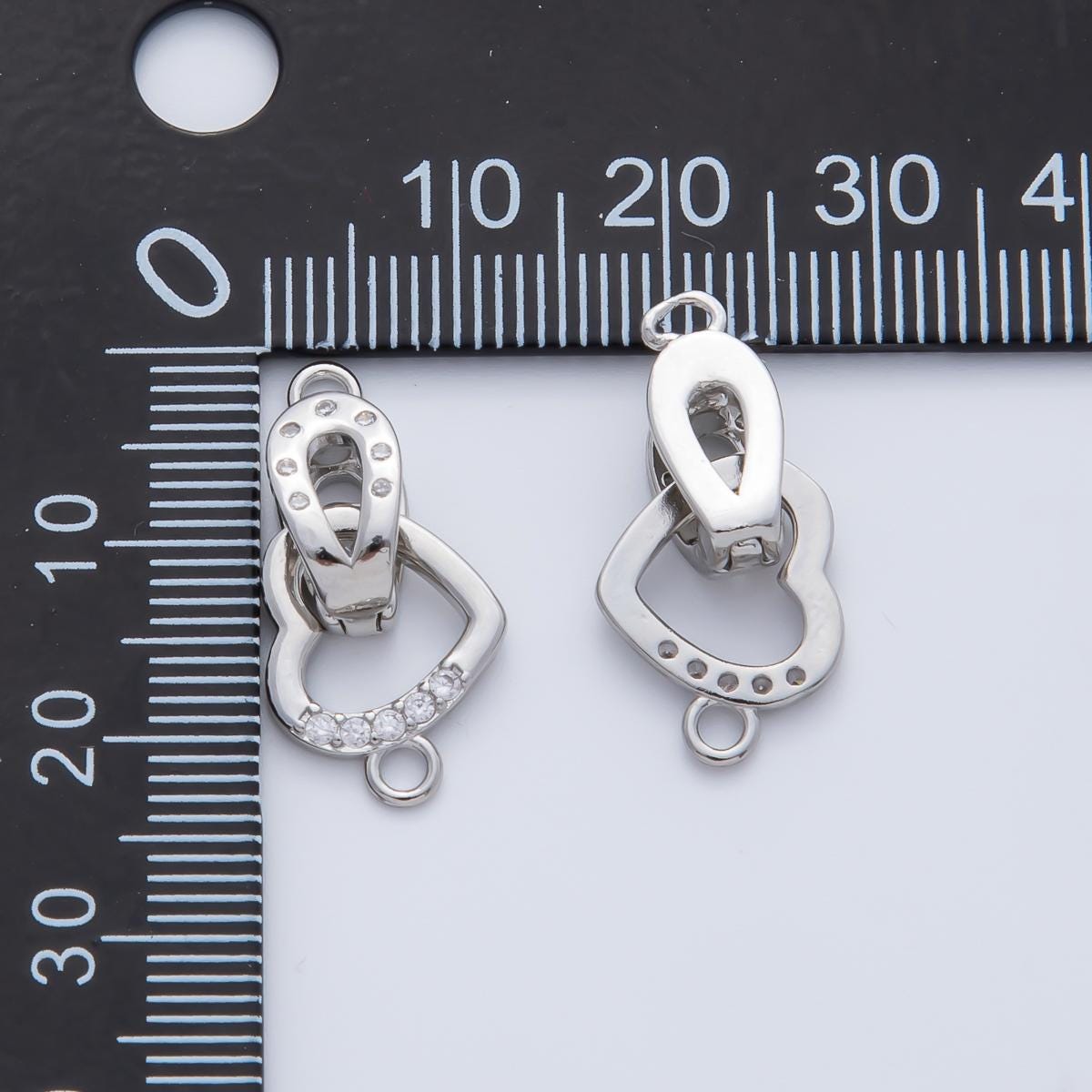 18K Gold Filled 18mm Micro Paved CZ Dainty Heart Open Loop Charm Finding connector for necklace making and bracelet keychain charm | Z1457