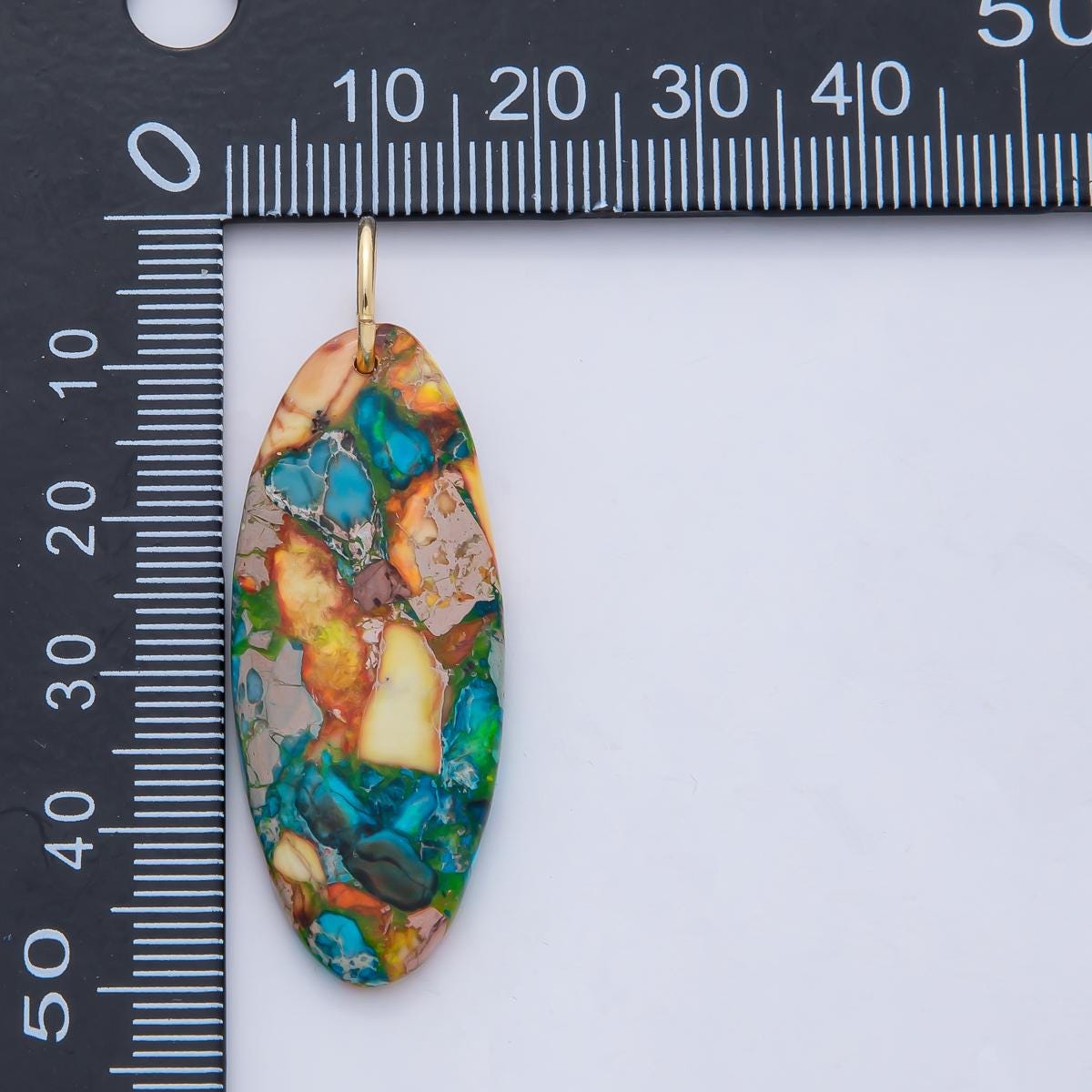 18K Gold Filled 45.1mm Dyed Turquoise Jasper Mixed Gemstone Charm Natural Healing Stone Pendant DIY Jewelry Necklace Earrings | AF1593