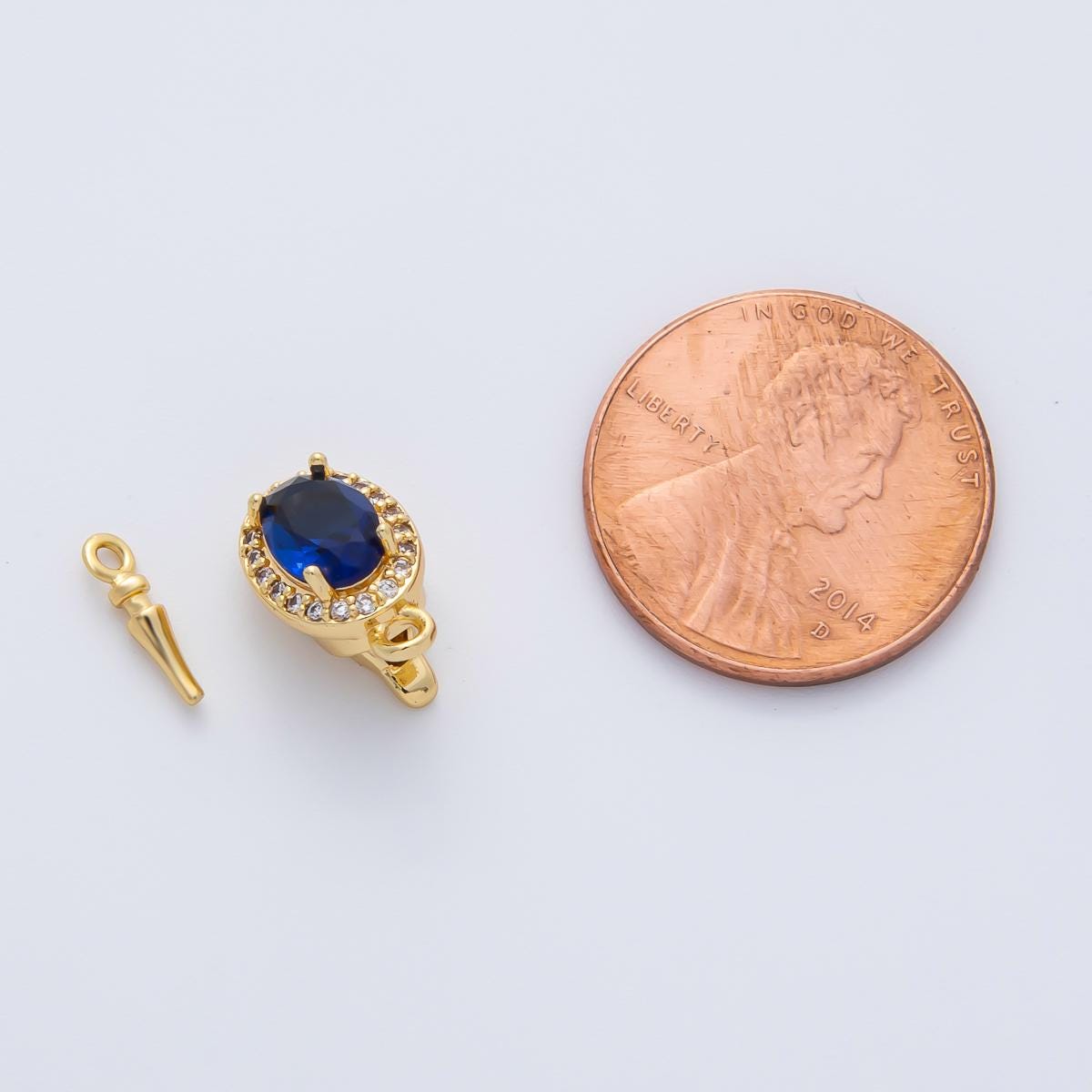 18K Gold Filled 15.8mm Royal Blue CZ Oval Box Clasps Closure Finding Necklace Clasp, Bracelet Clasp Jewelry Clasp Gemstone finish | Z1461