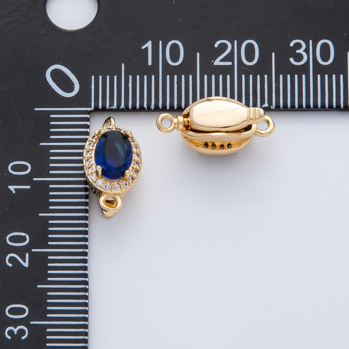18K Gold Filled 15.8mm Royal Blue CZ Oval Box Clasps Closure Finding Necklace Clasp, Bracelet Clasp Jewelry Clasp Gemstone finish | Z1461