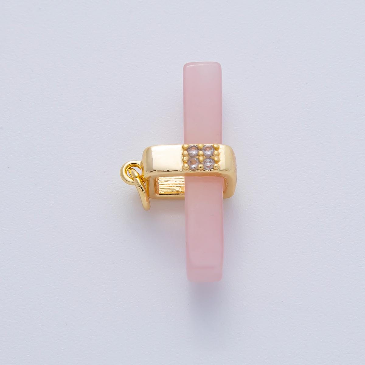 18K Gold Filled 26mm Agate, Aventurine, Rose Quartz, & Tiger Stone Natural Gemstone Bar Charm Bracelet Necklace DIY Jewelry Making | AF1457