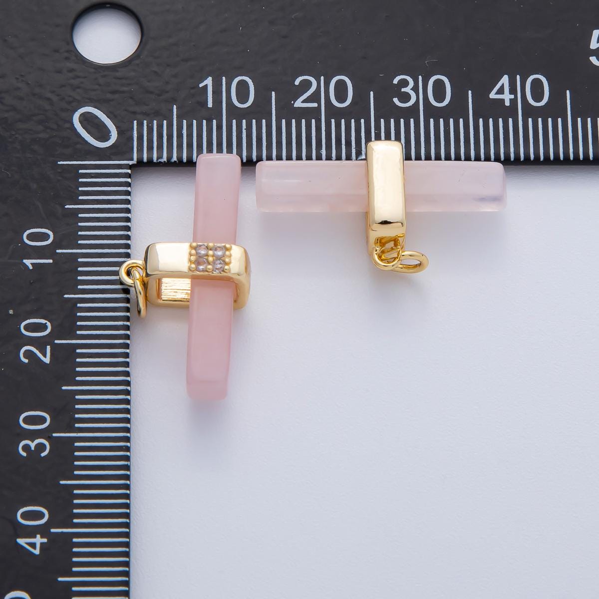 18K Gold Filled 26mm Agate, Aventurine, Rose Quartz, & Tiger Stone Natural Gemstone Bar Charm Bracelet Necklace DIY Jewelry Making | AF1457