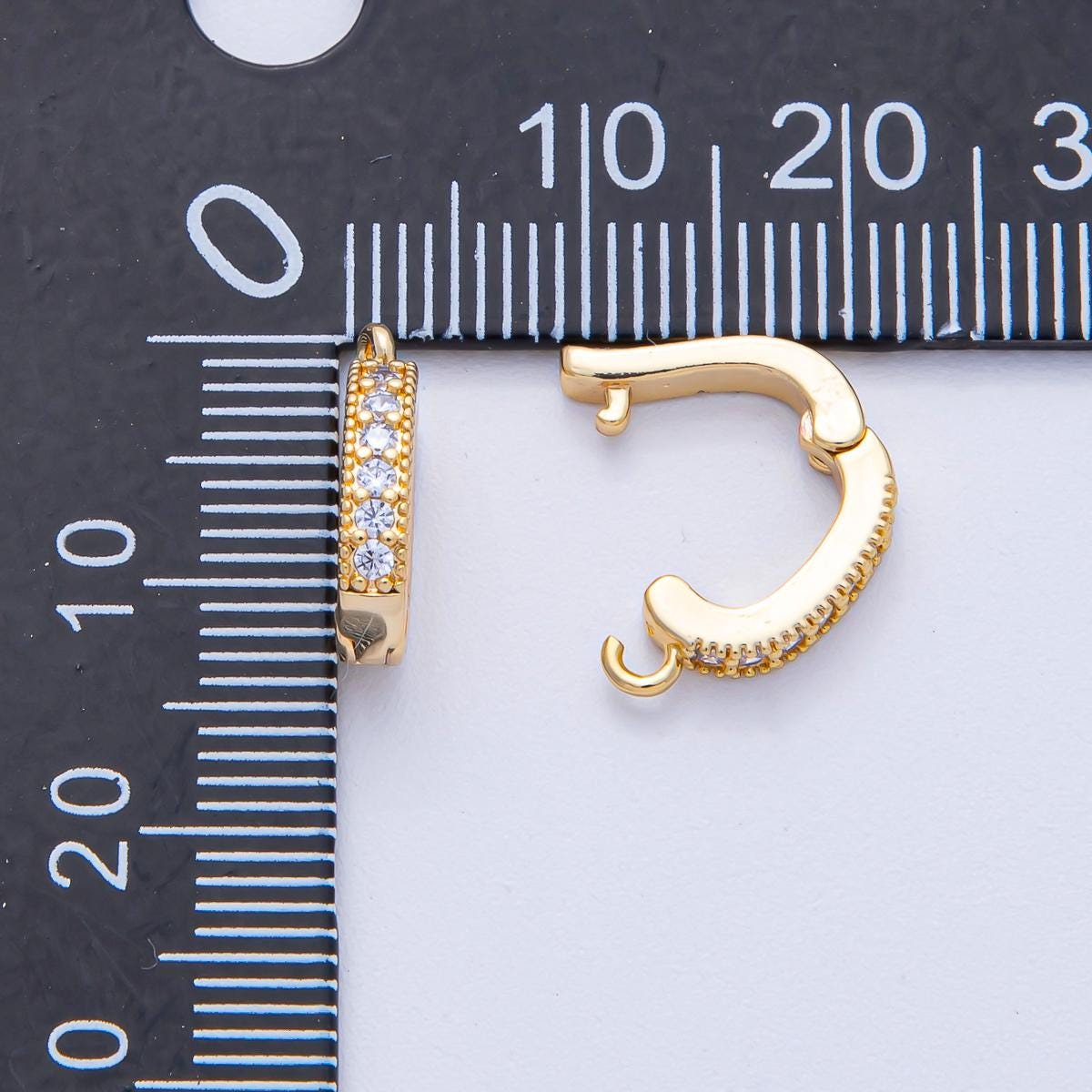 18K Gold Filled 14.2mm Micro Paved CZ Snap Latch Bail Finding Closure Bracelet & Necklace Clasp DIY Jewelry Supply | Z1605