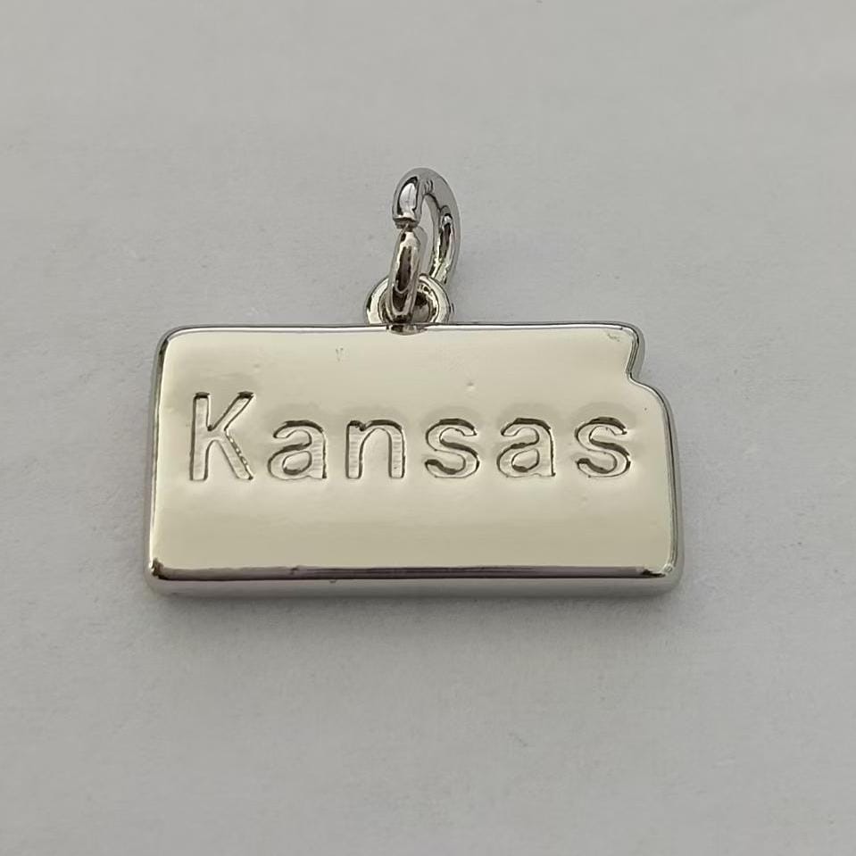 18k Gold Filled 16.8mm State Kansas Travel Charm Inspired Minimalist Geography Pendant DIY Jewelry Making Supply Necklace | AF1435