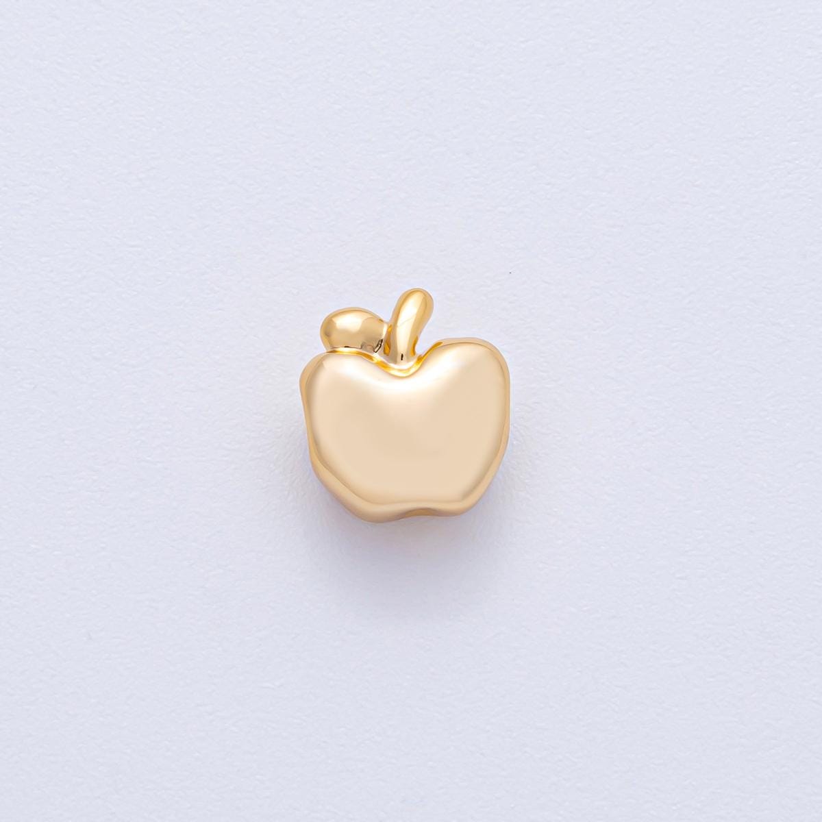 18k Shiny Gold Filled 10.2mm Tiny 3D Apple Spacer Bead Mini Fruit Charm DIY Jewelry Supply for Necklace & Bracelet Finding | B525