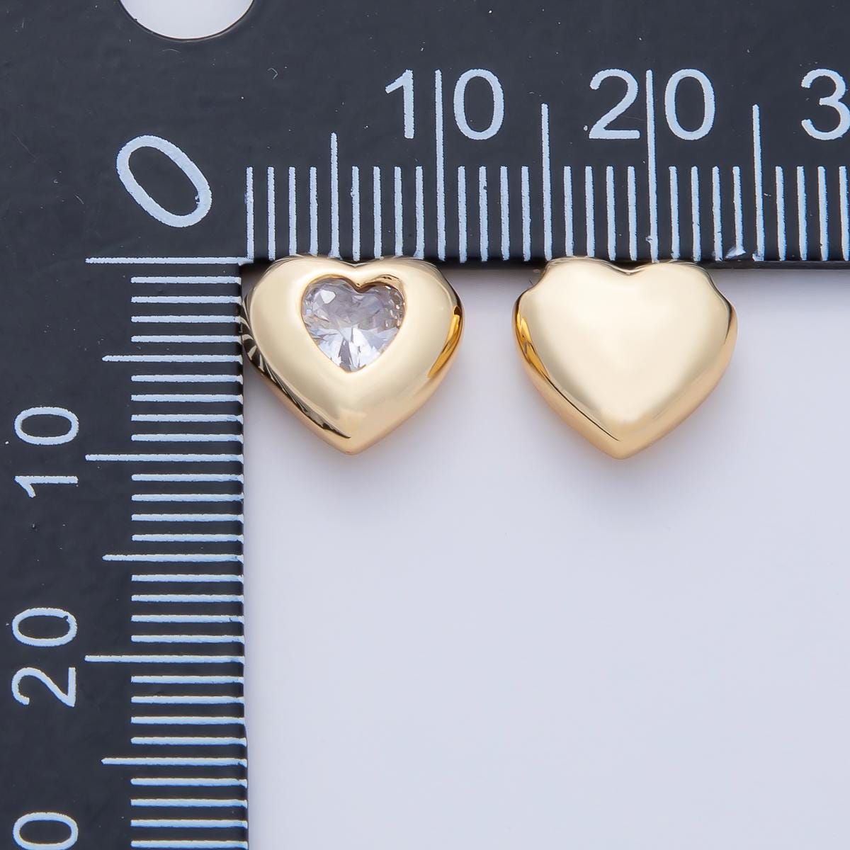 18K Gold Filled 9.8mm x 0.5mm Heart Clear CZ Bead Spacer| B-526