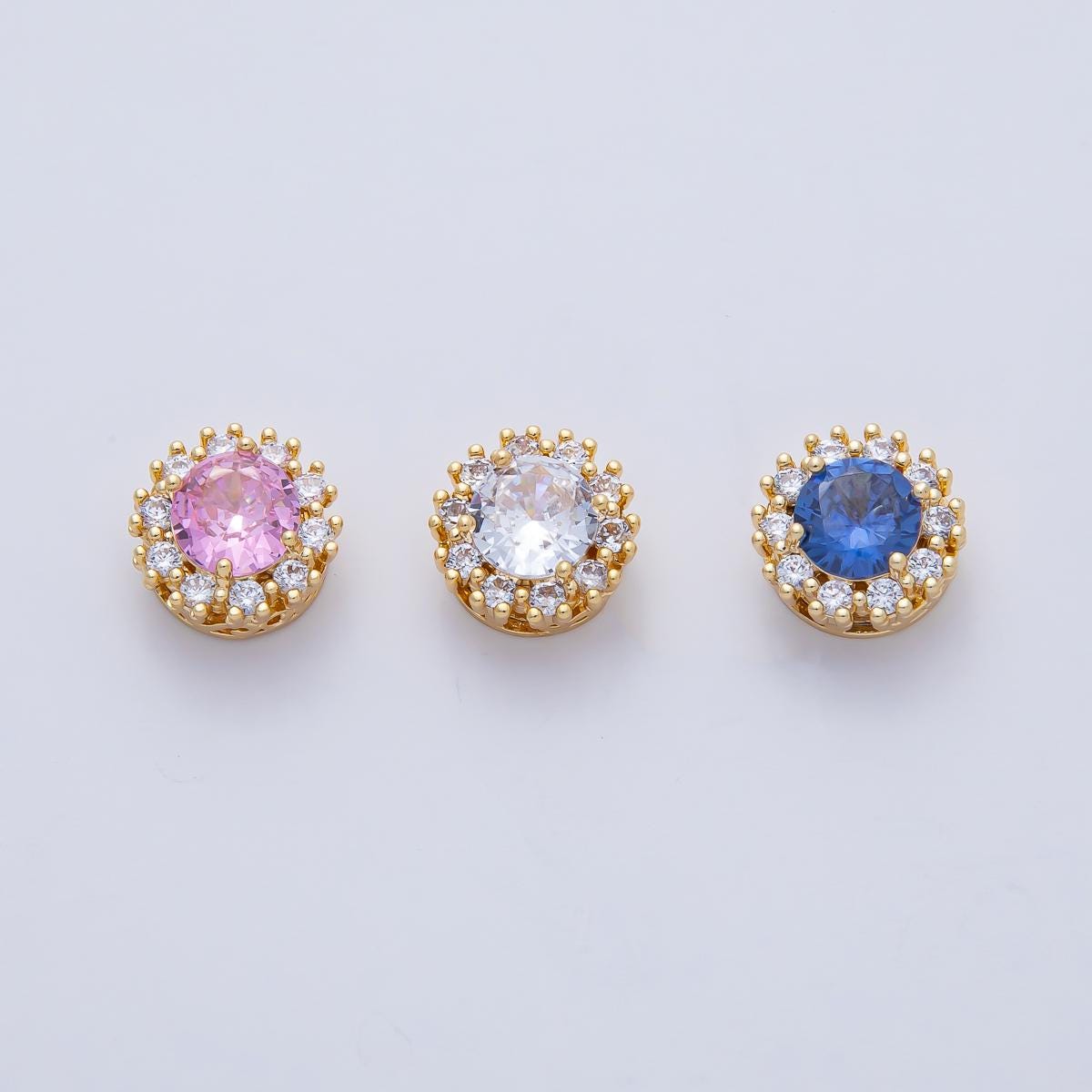 16K Gold Filled 7mm Colorful CZ Bead Charm Spacer | B-527 B-528