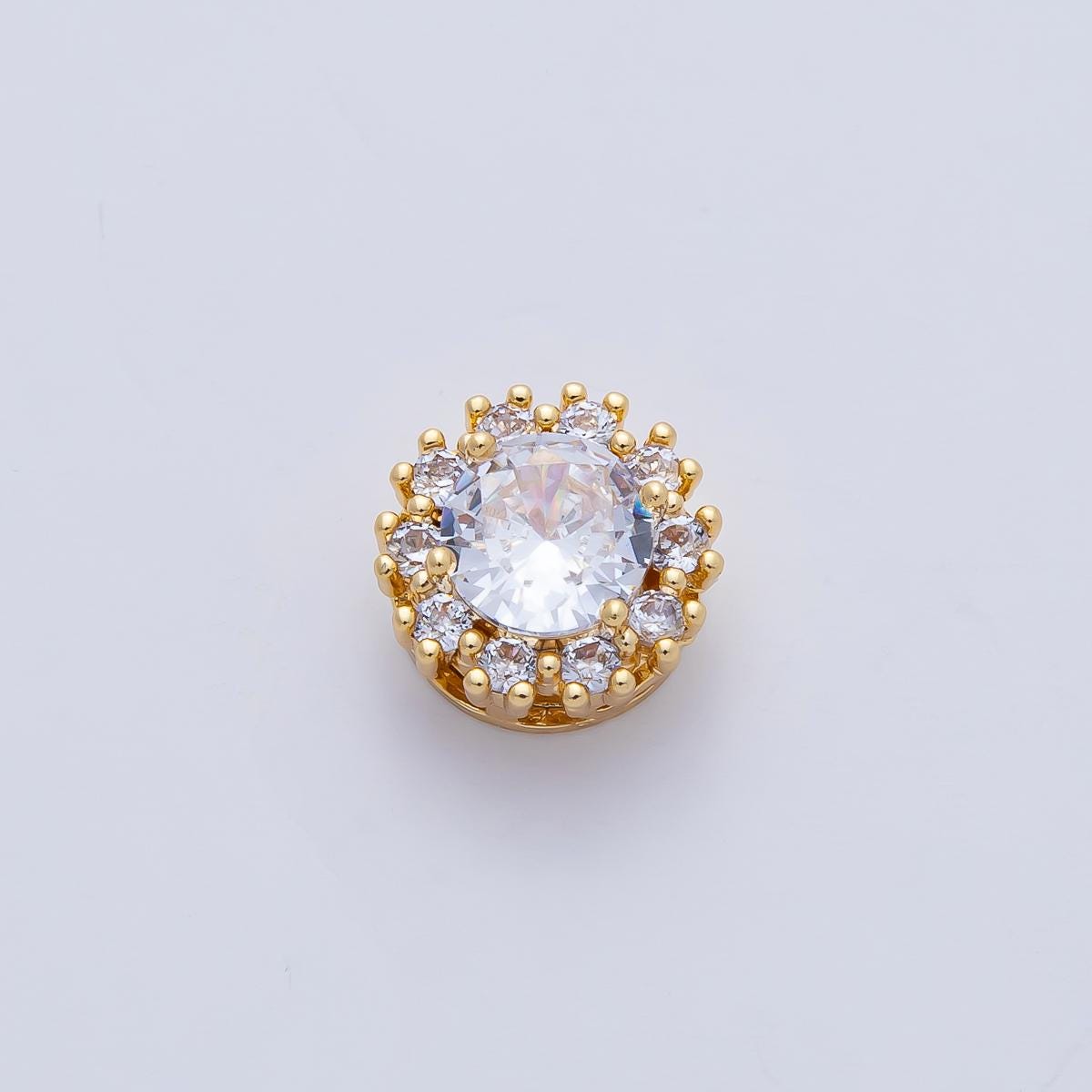 16K Gold Filled 7mm Colorful CZ Bead Charm Spacer | B-527 B-528