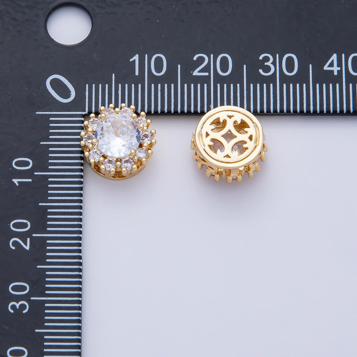 16K Gold Filled 7mm Colorful CZ Bead Charm Spacer | B-527 B-528