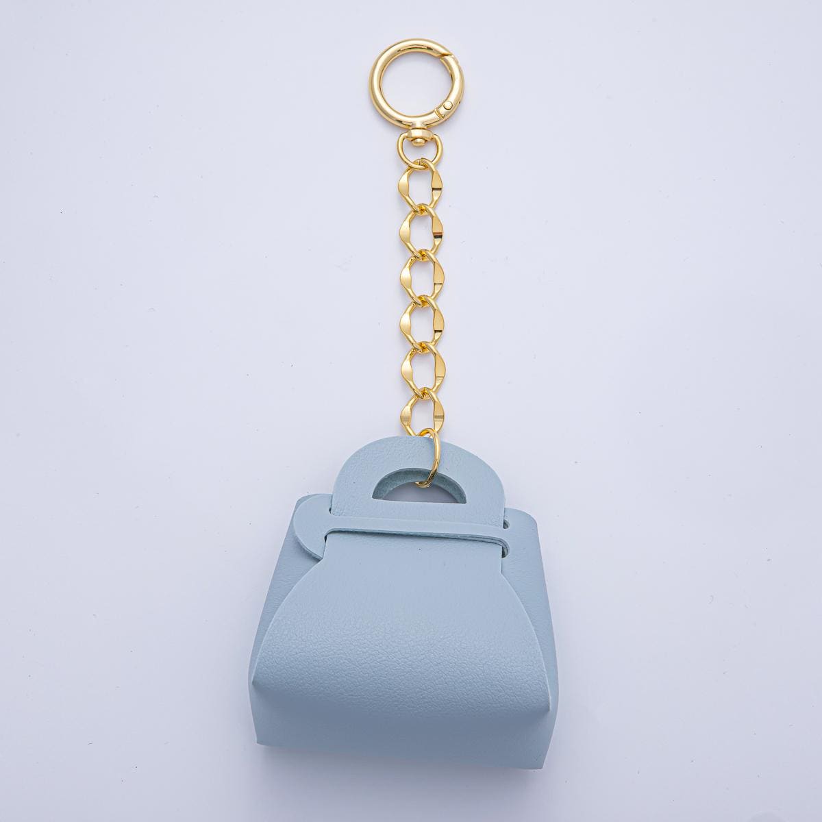 18k Gold Filled Faux Leather Black, Brown, Olive and Blue Mini Purse Bag Charm Keychain Key Ring Accessories | WB-00273