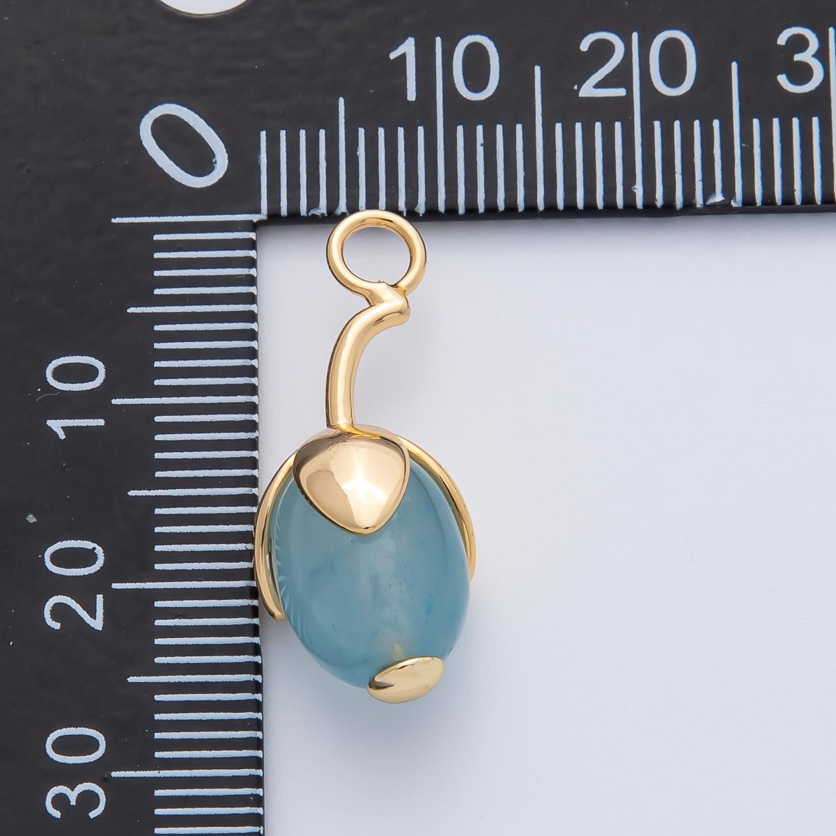 18K Gold Filled 27mm Aquamarine, Carnelian, Aventurine Natural Gemstone Fruit Drop Charm Healing Birthstone Necklace Bracelet | AF1441