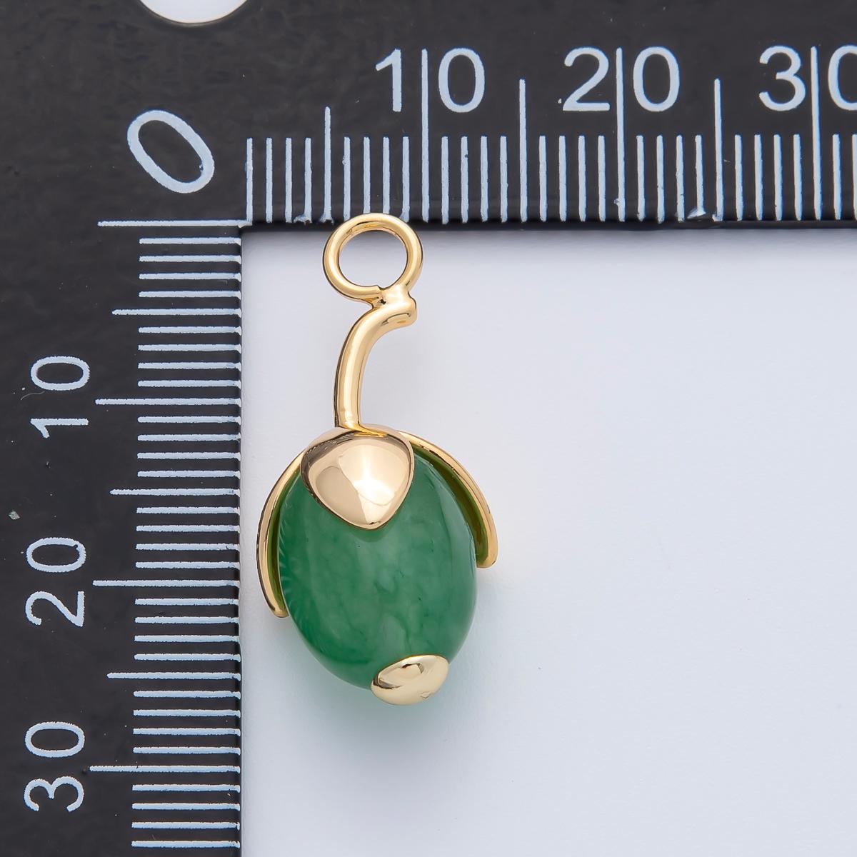 18K Gold Filled 27mm Aquamarine, Carnelian, Aventurine Natural Gemstone Fruit Drop Charm Healing Birthstone Necklace Bracelet | AF1441