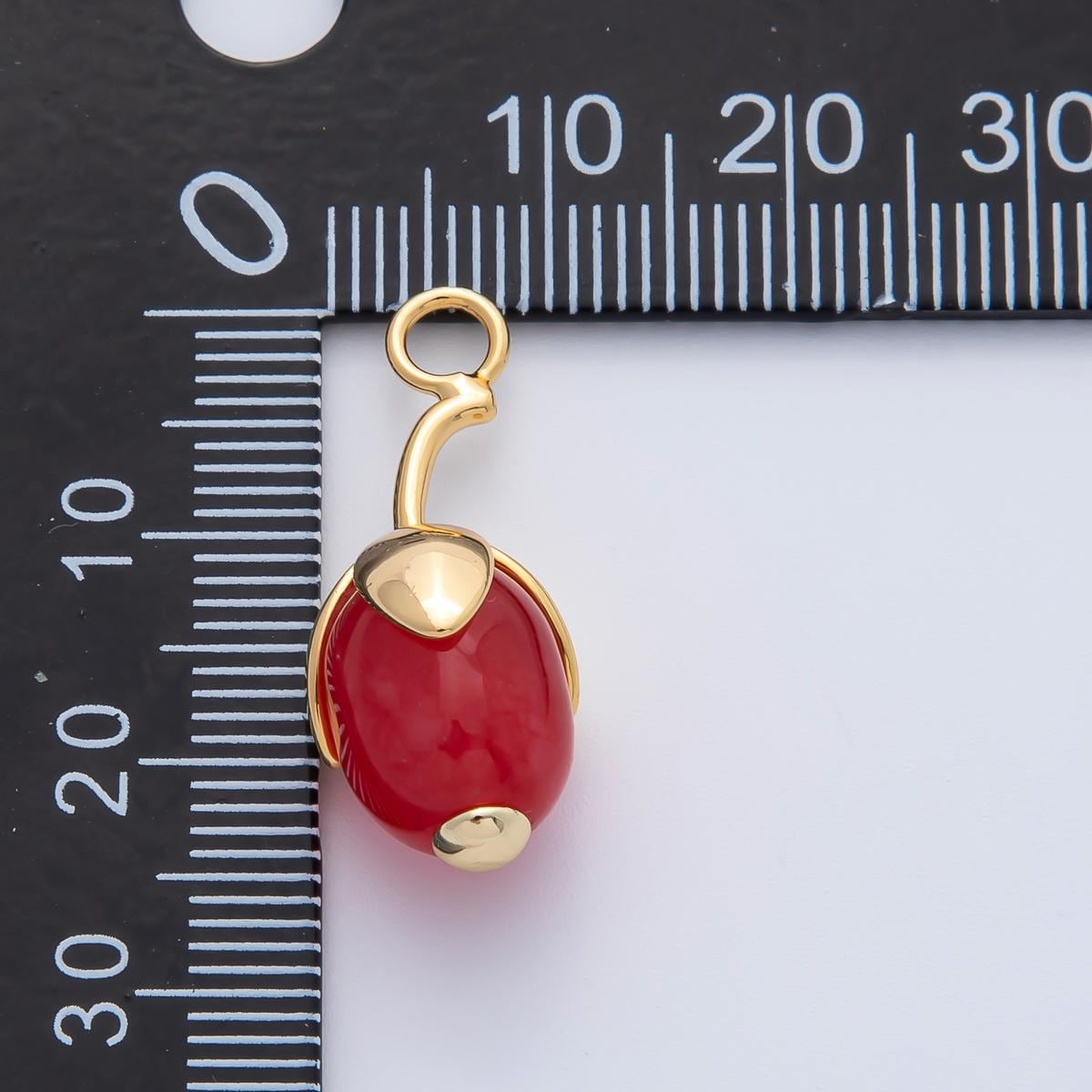 18K Gold Filled 27mm Aquamarine, Carnelian, Aventurine Natural Gemstone Fruit Drop Charm Healing Birthstone Necklace Bracelet | AF1441