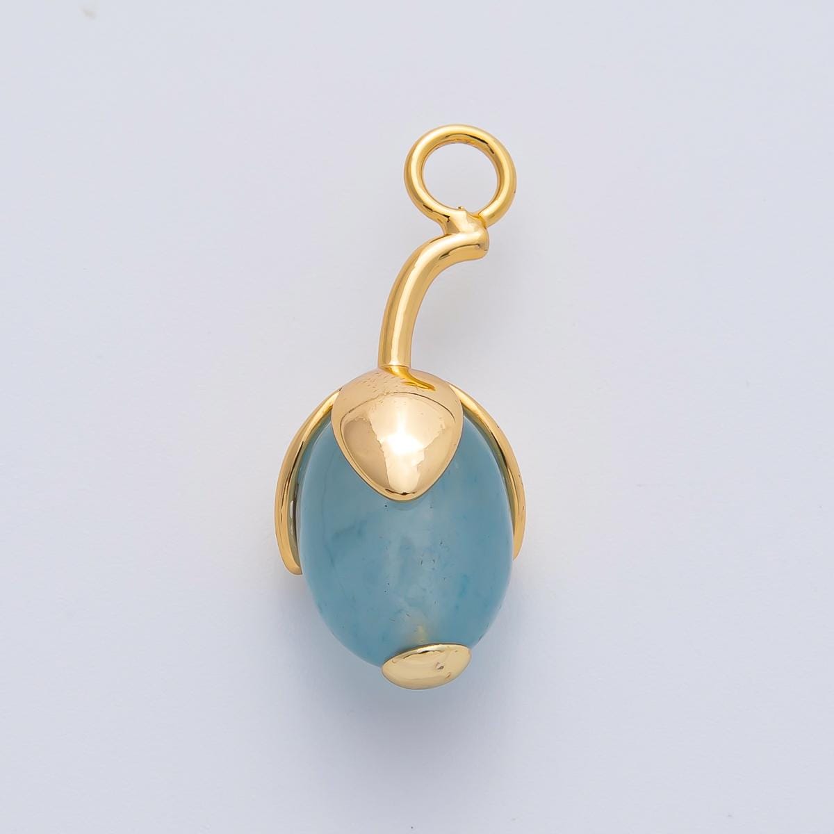 18K Gold Filled 27mm Aquamarine, Carnelian, Aventurine Natural Gemstone Fruit Drop Charm Healing Birthstone Necklace Bracelet | AF1441