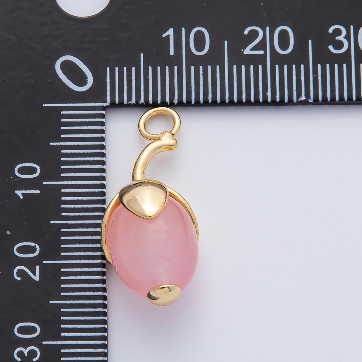 18K Gold Filled 27mm Aquamarine, Carnelian, Aventurine Natural Gemstone Fruit Drop Charm Healing Birthstone Necklace Bracelet | AF1441