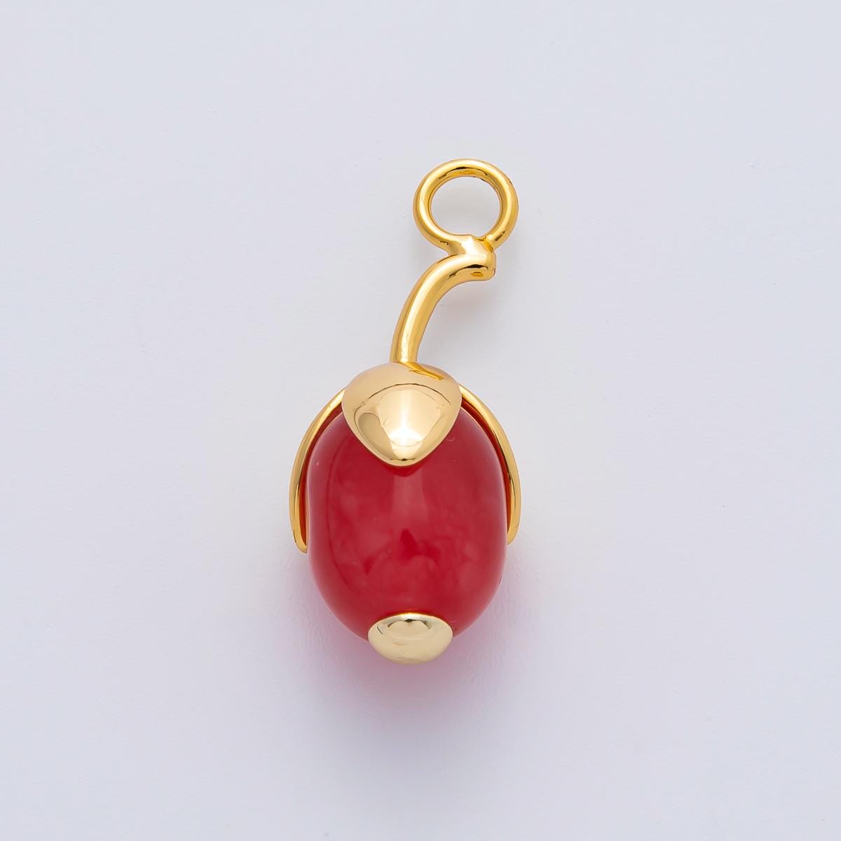 18K Gold Filled 27mm Aquamarine, Carnelian, Aventurine Natural Gemstone Fruit Drop Charm Healing Birthstone Necklace Bracelet | AF1441