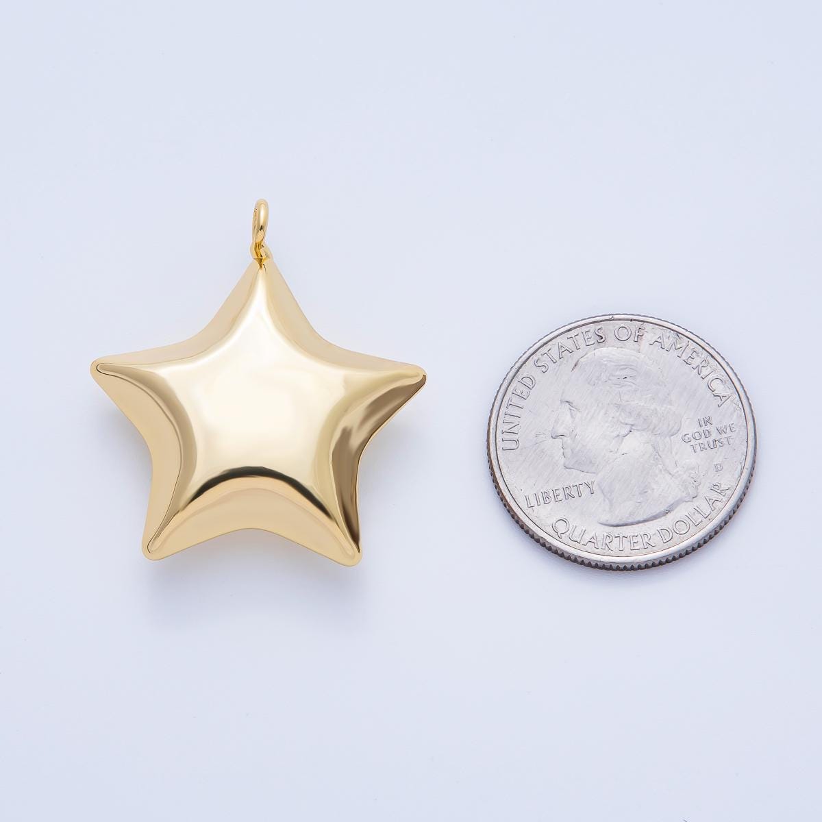 18K Gold Filled 34.6mm Curvy Twinkle Star Charm Bracelet Necklace for DIY Jewelry Making Supply Christmas Holiday Season Santa Star | AF1431