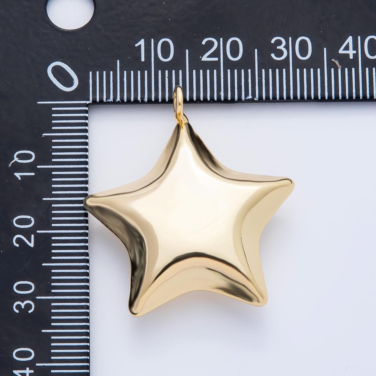 18K Gold Filled 34.6mm Curvy Twinkle Star Charm Bracelet Necklace for DIY Jewelry Making Supply Christmas Holiday Season Santa Star | AF1431